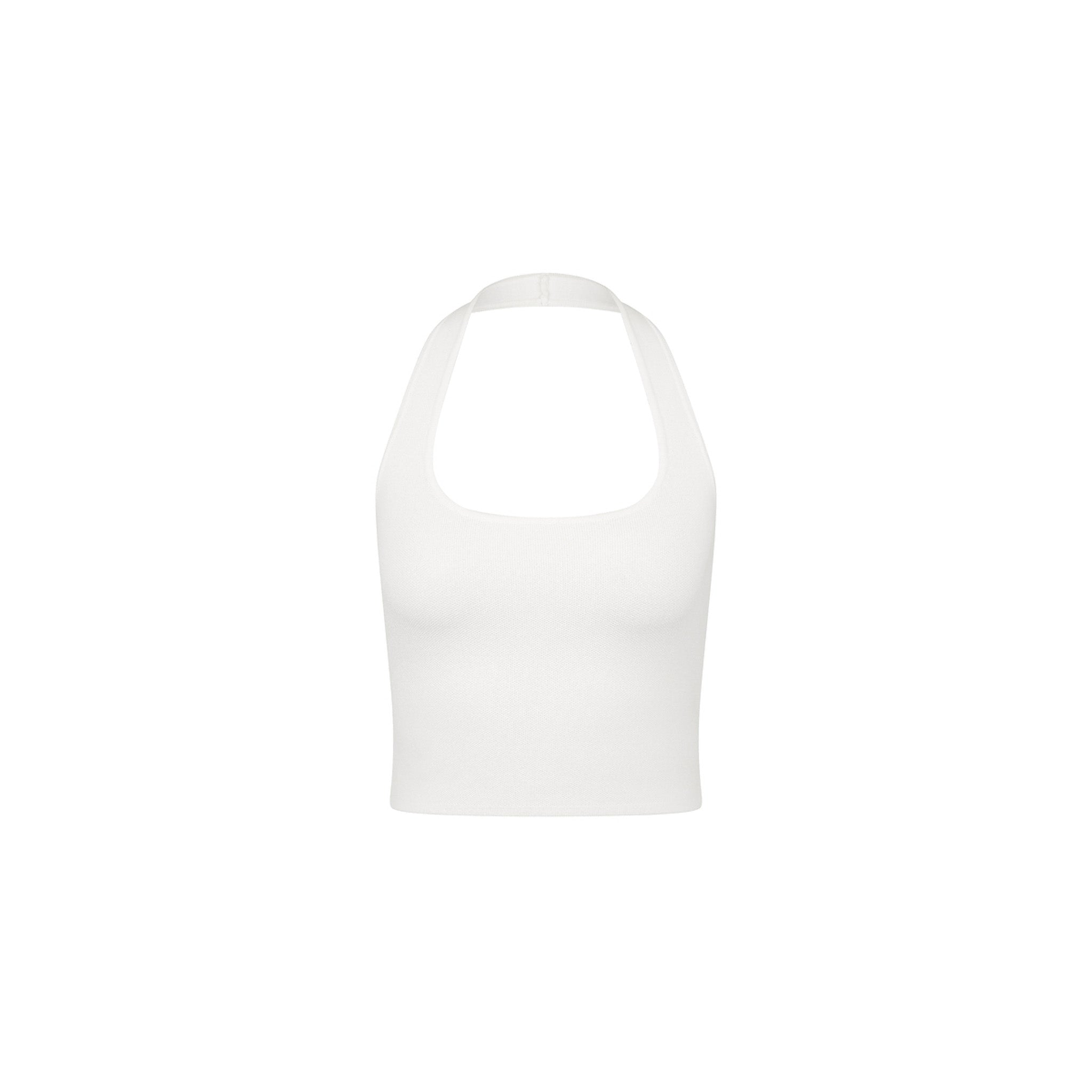 Knit Halter Tank Top - White