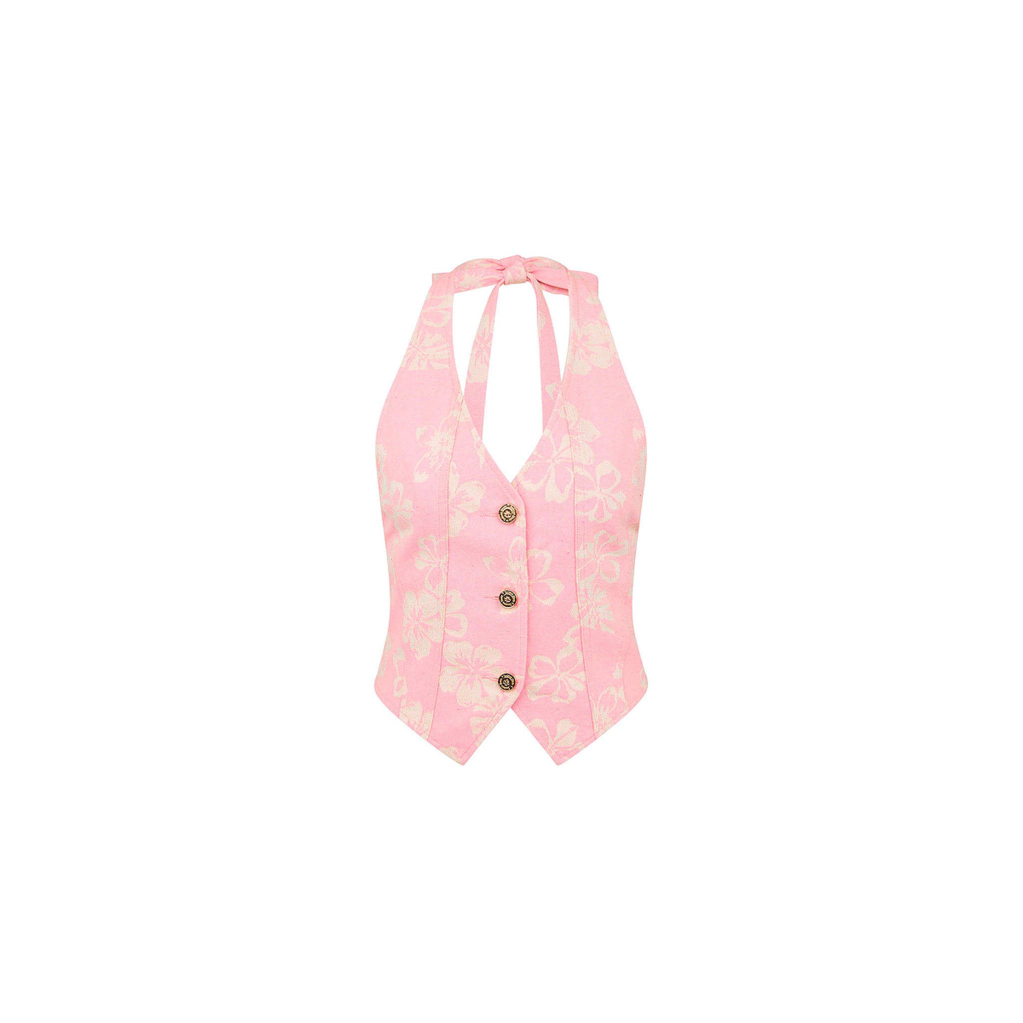 Halter Open Back Vest - Pixie Denim