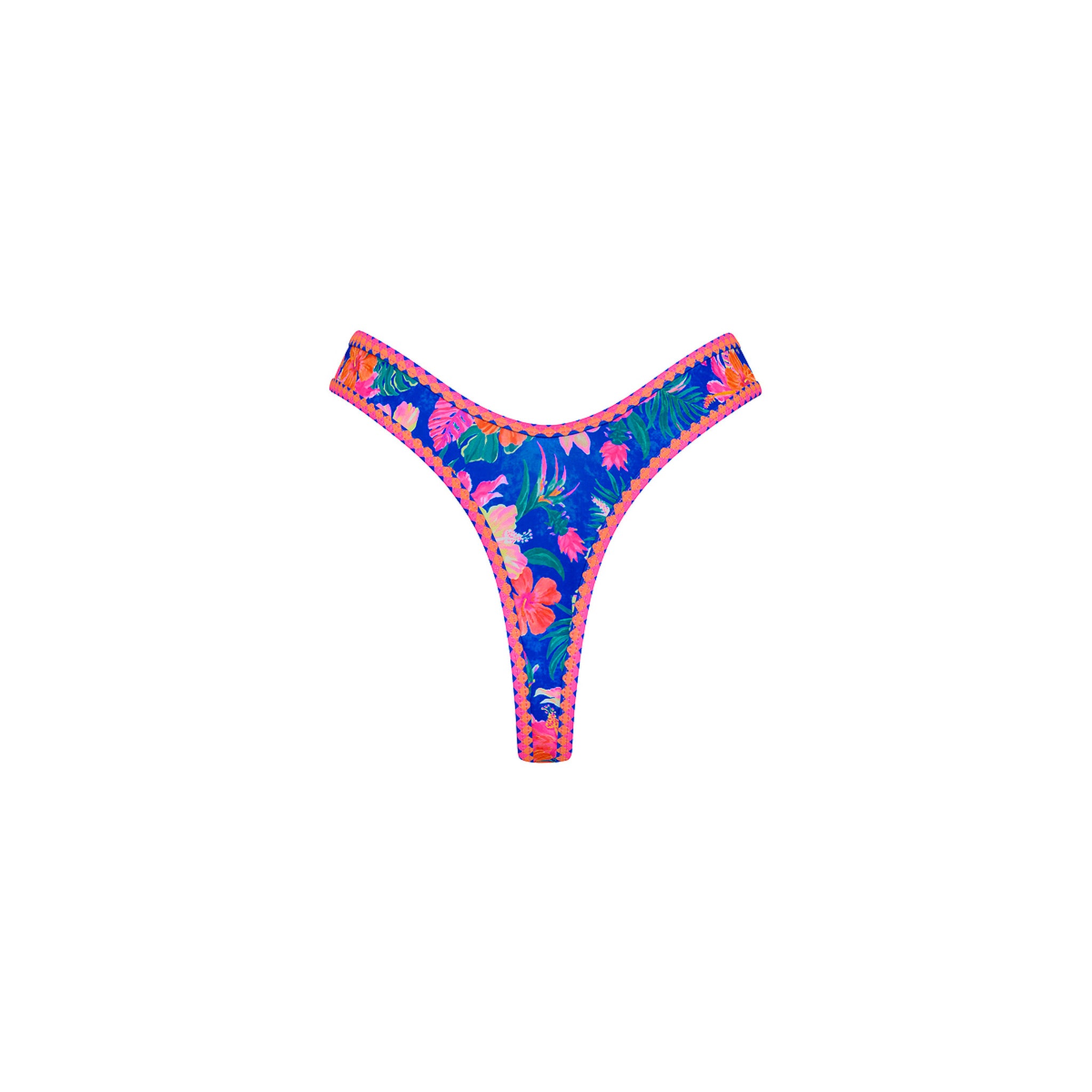High Leg Thong Bikini Bottom - Electric Palms - Image 10