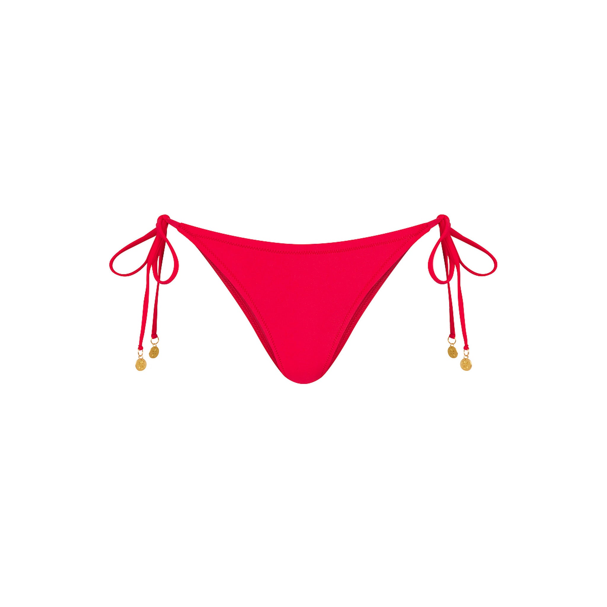 Full Coverage Tie Bikini Bottom - Cherry Crush