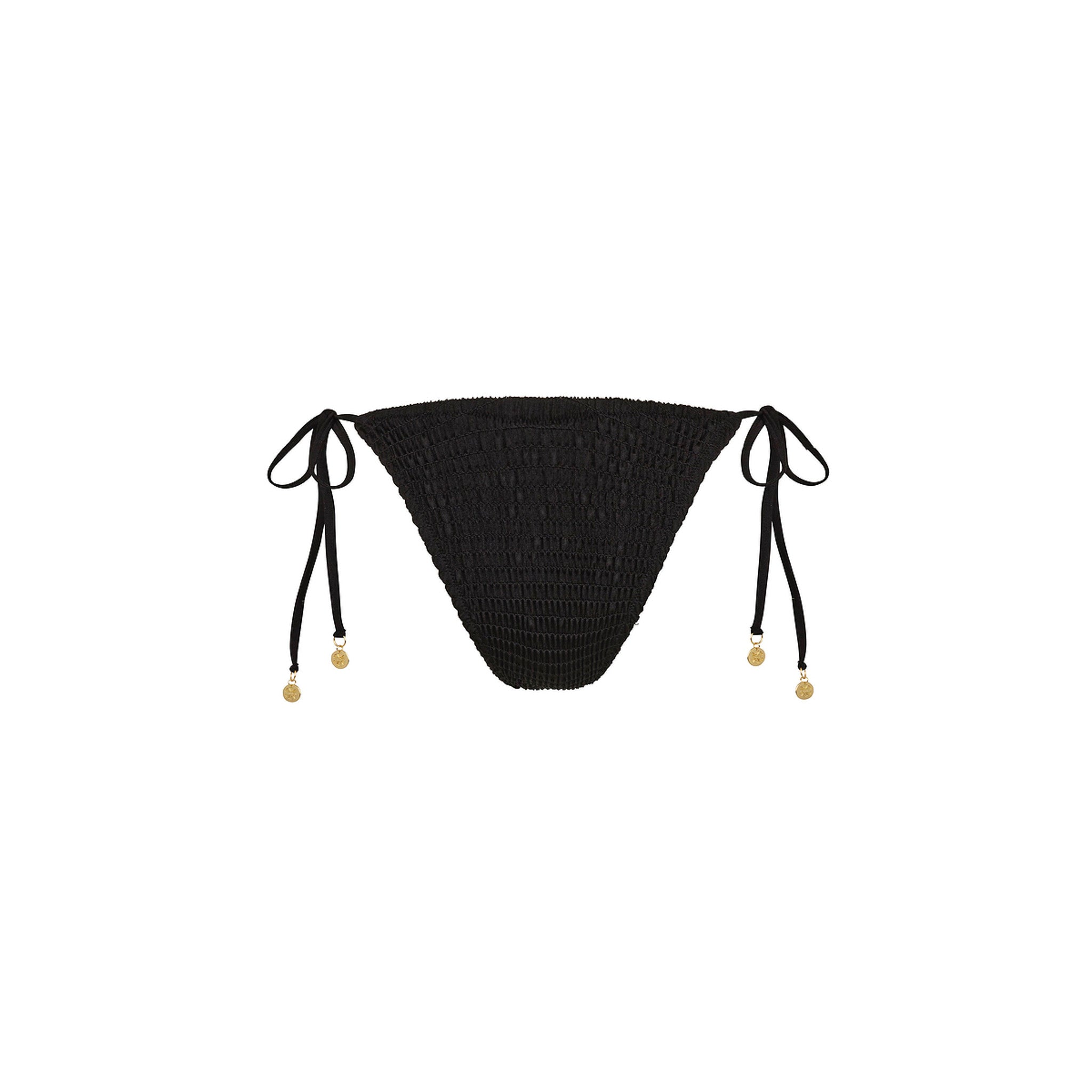 Shirred Dipped Cheeky Tie Bikini Bottom - Twilight Black - Image 10