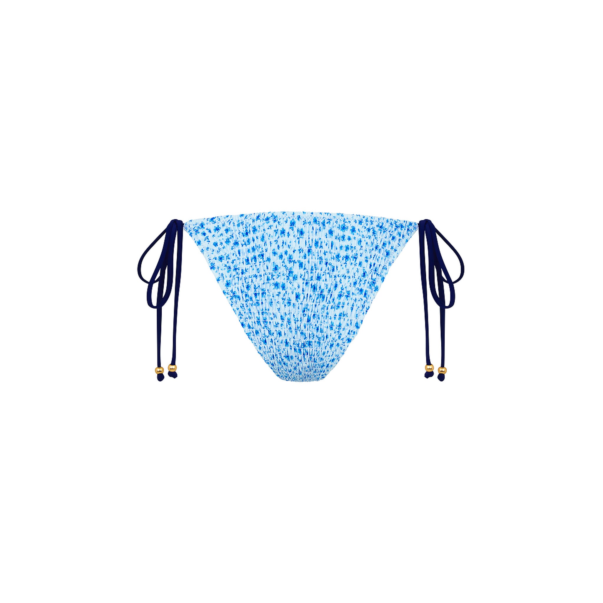Shirred Dipped Cheeky Tie Bikini Bottom - Dream Flower - Image 10