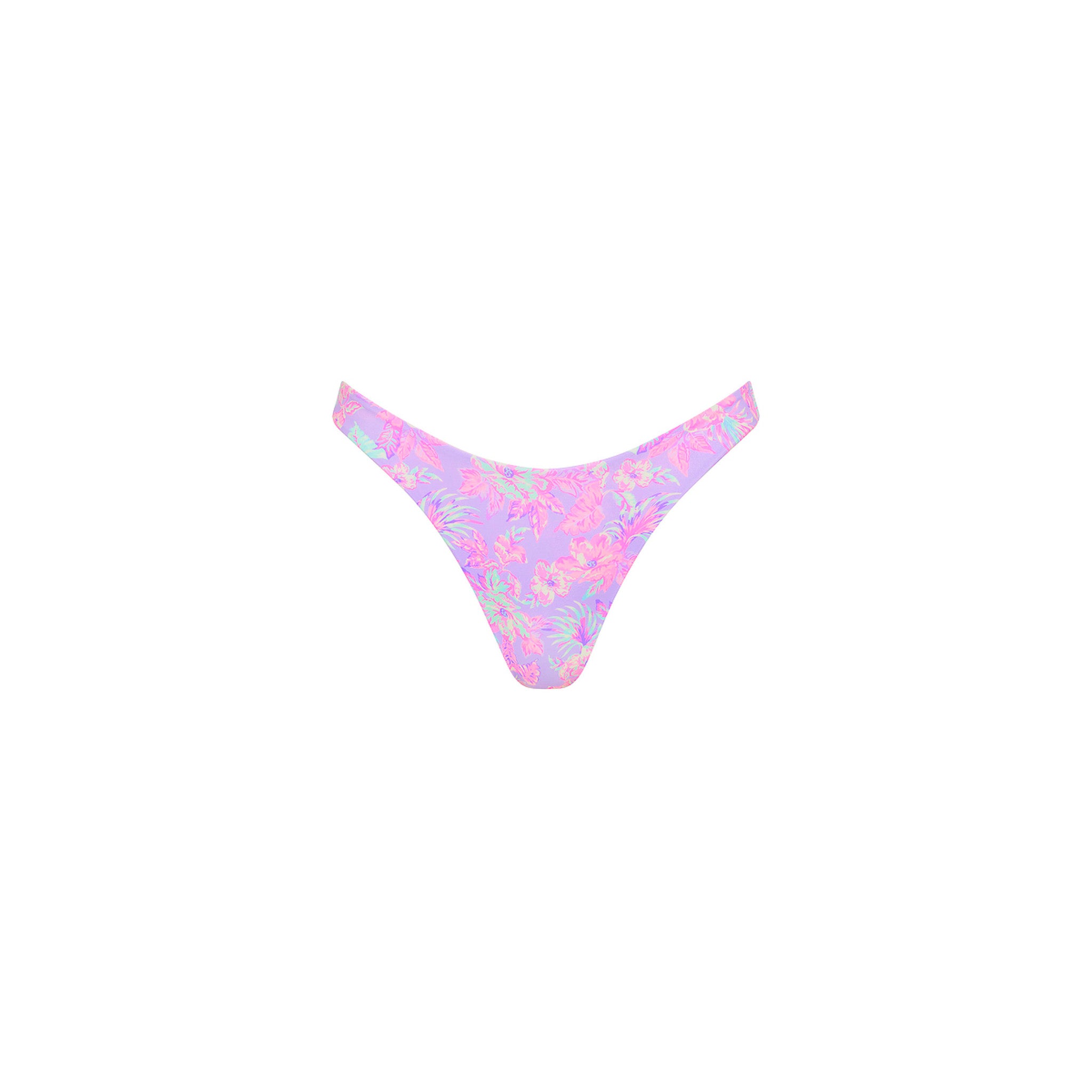 Gathered Deep V Thong Bikini Bottom - Lilac Love
