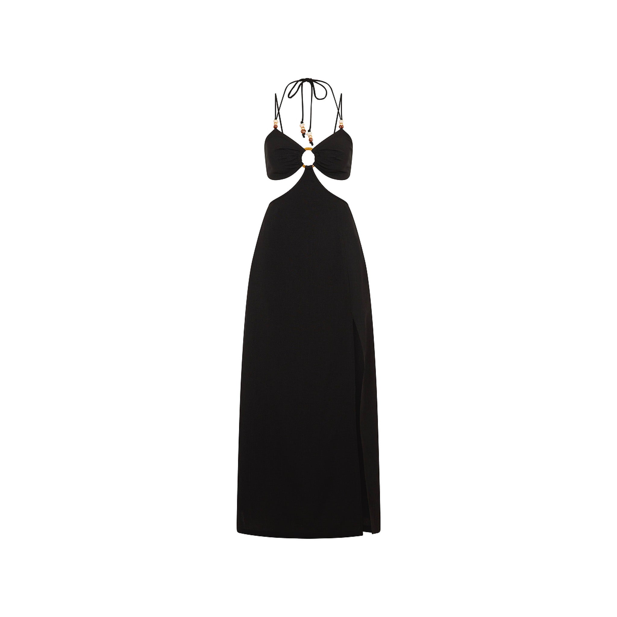 Beaded Cut Out Maxi Dress - Twilight Black