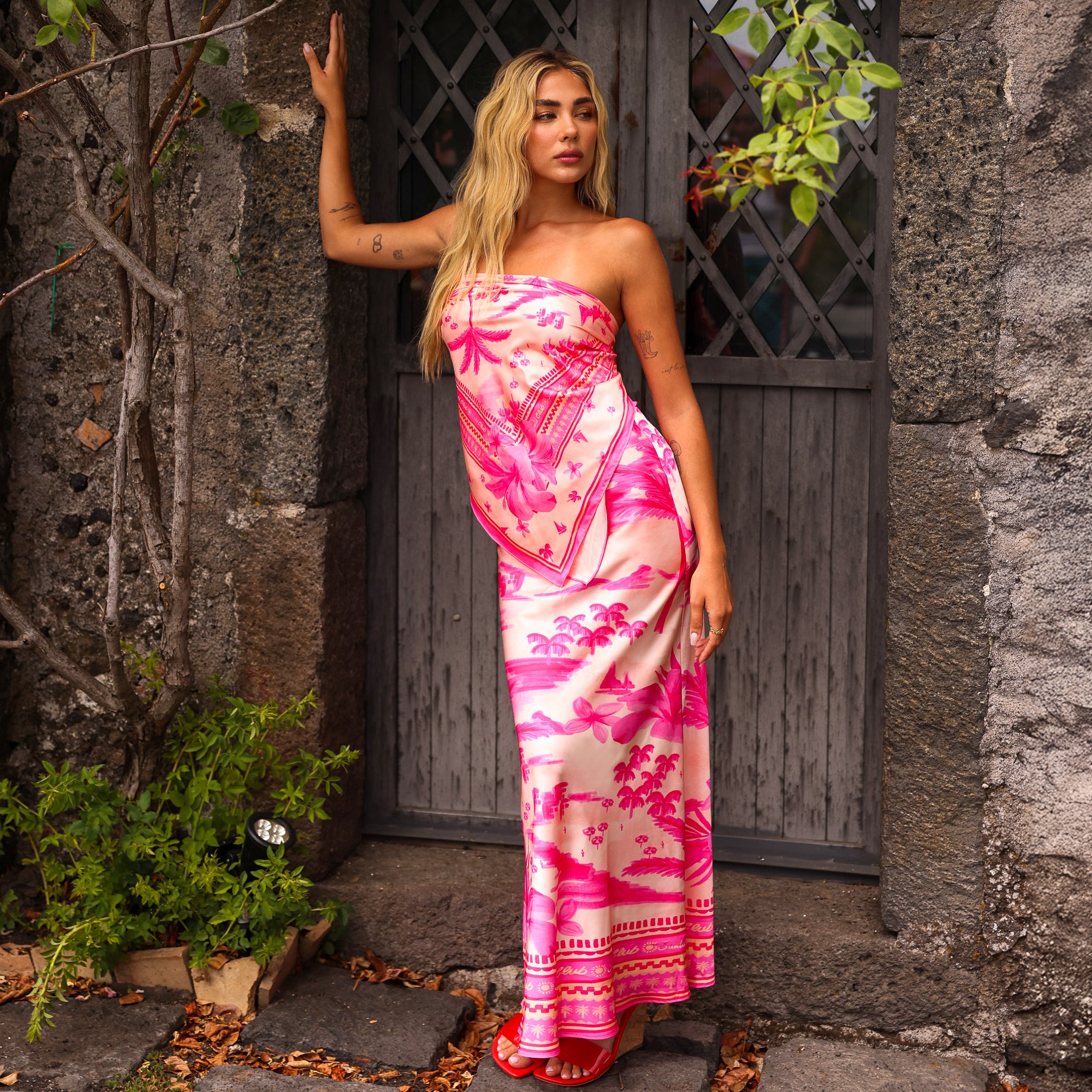 Alternative view of Bias Drawstring Maxi Skirt - Sippin Pretty