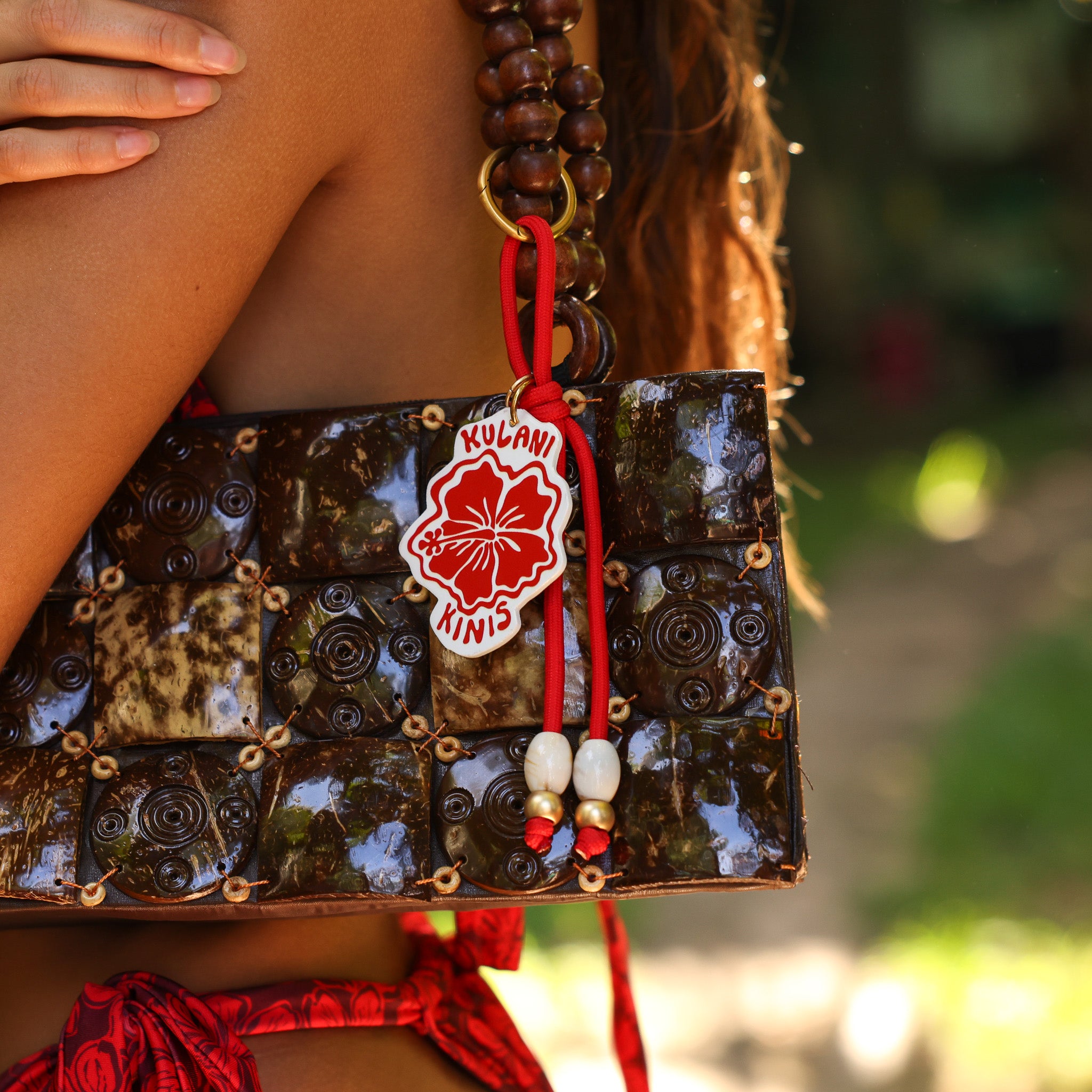 Alternative view of Charm Keyring - Cherry Hibiscus