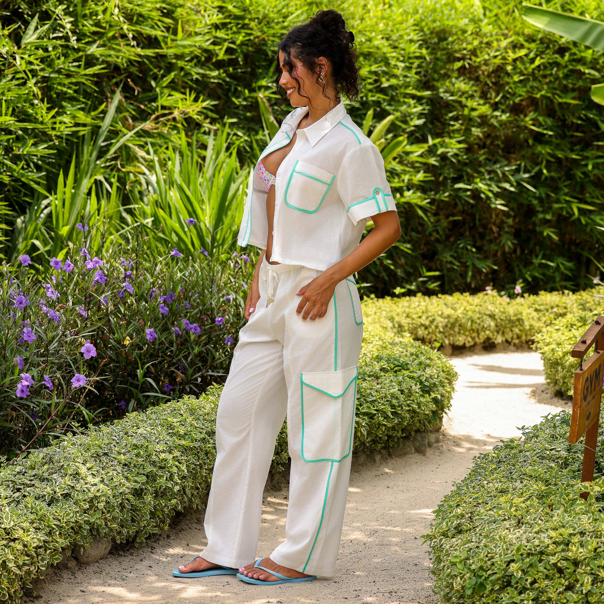 Cropped Button Up Shirt - Crystal Tides - Image 6