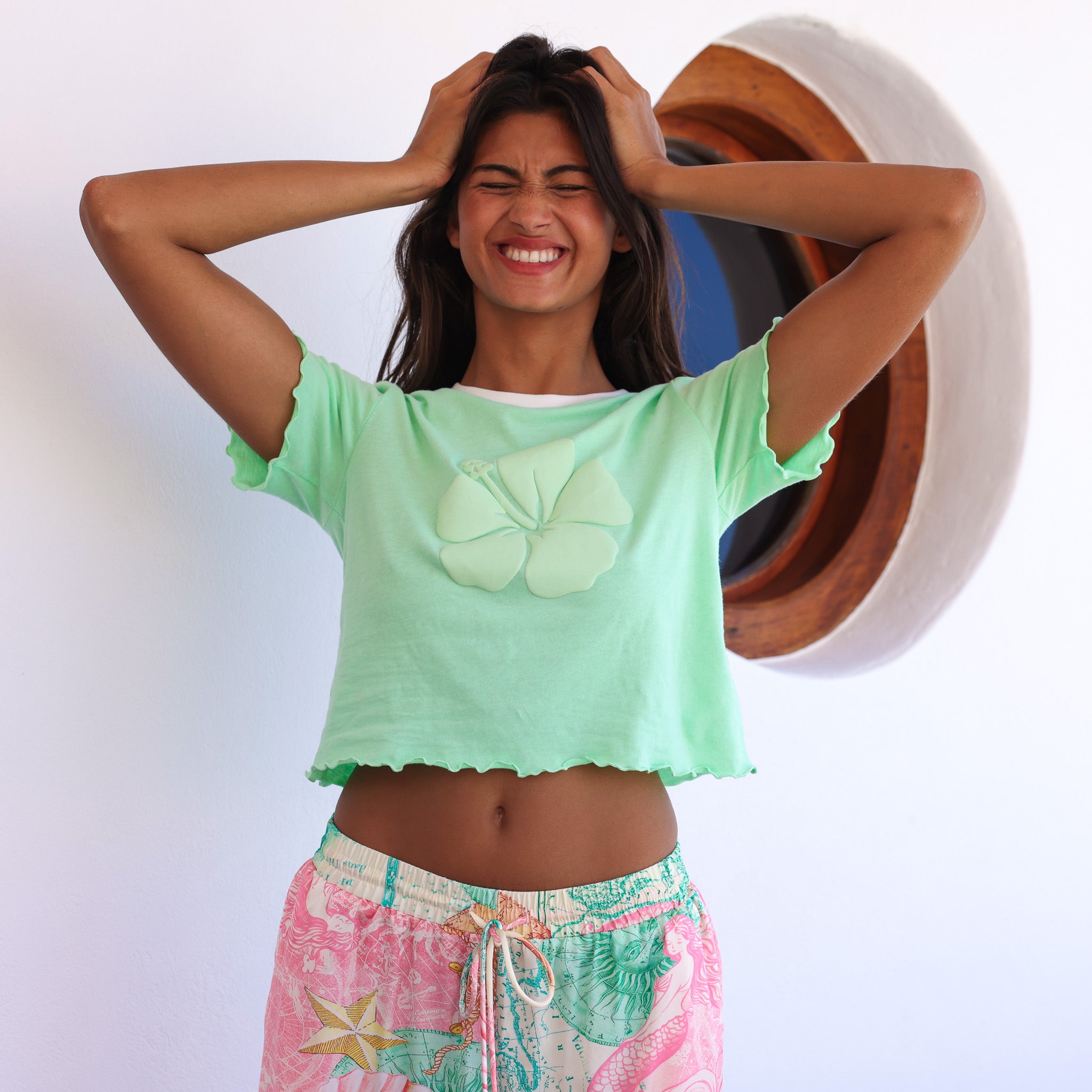Alternative view of Lettuce Cropped Mini Tee - Apple Sorbet
