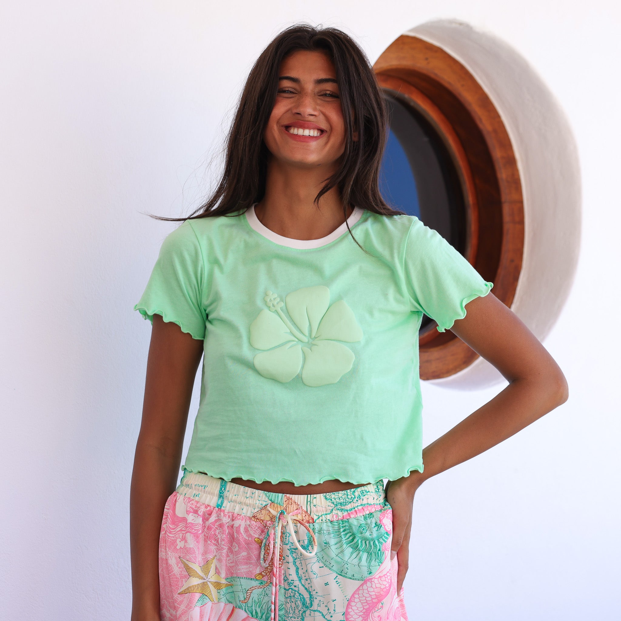 Lettuce Cropped Mini Tee - Apple Sorbet - Image 6