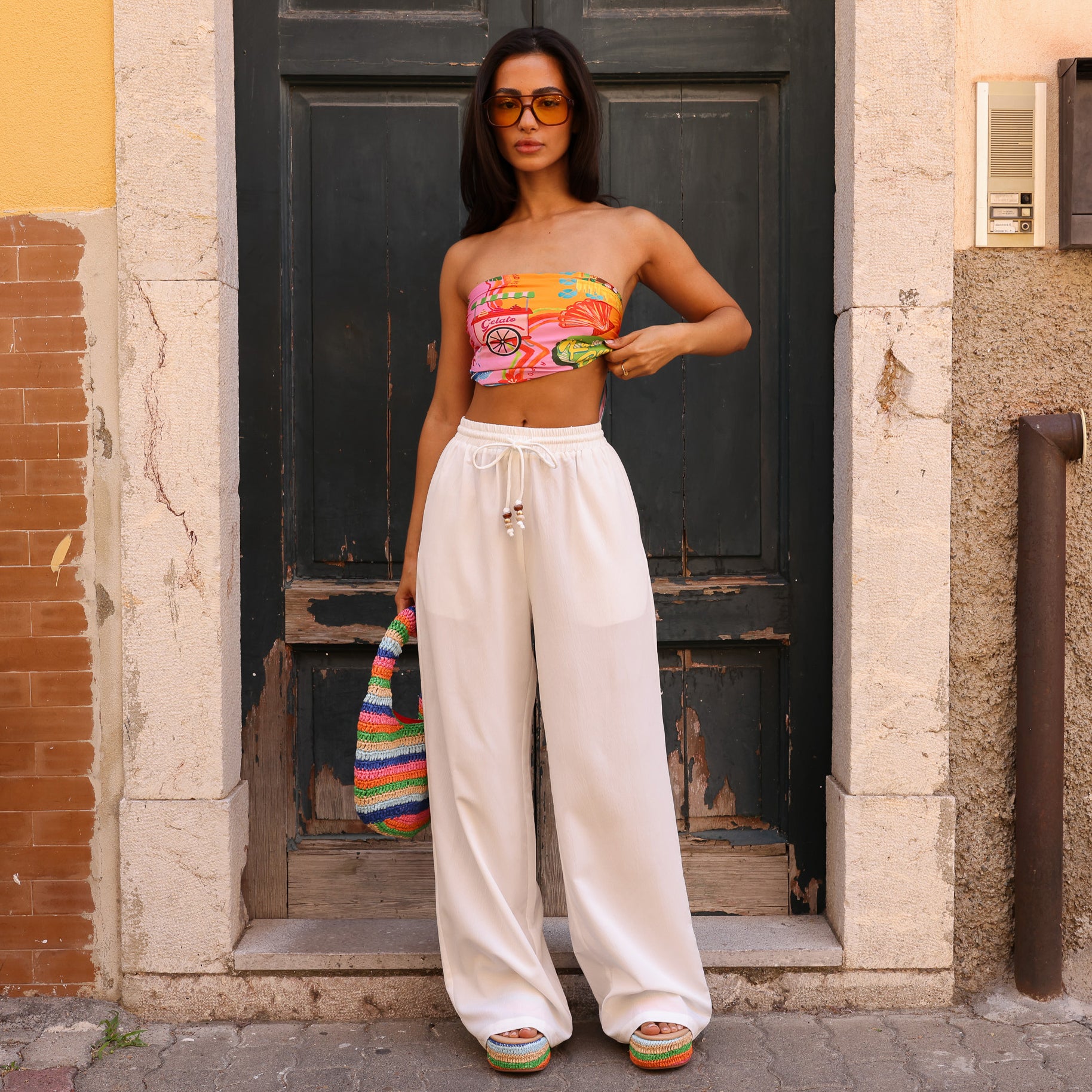 Alternative view of Drawstring Summer Pants - Whipped White