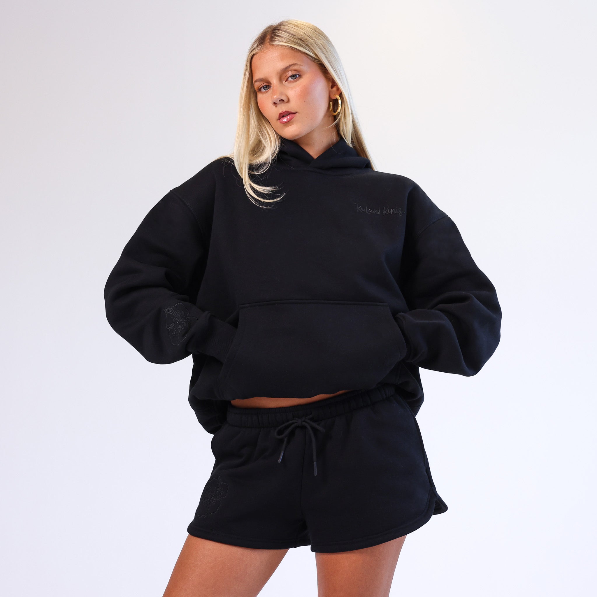 Alternative view of Embroidered Hoodie - Twilight Black