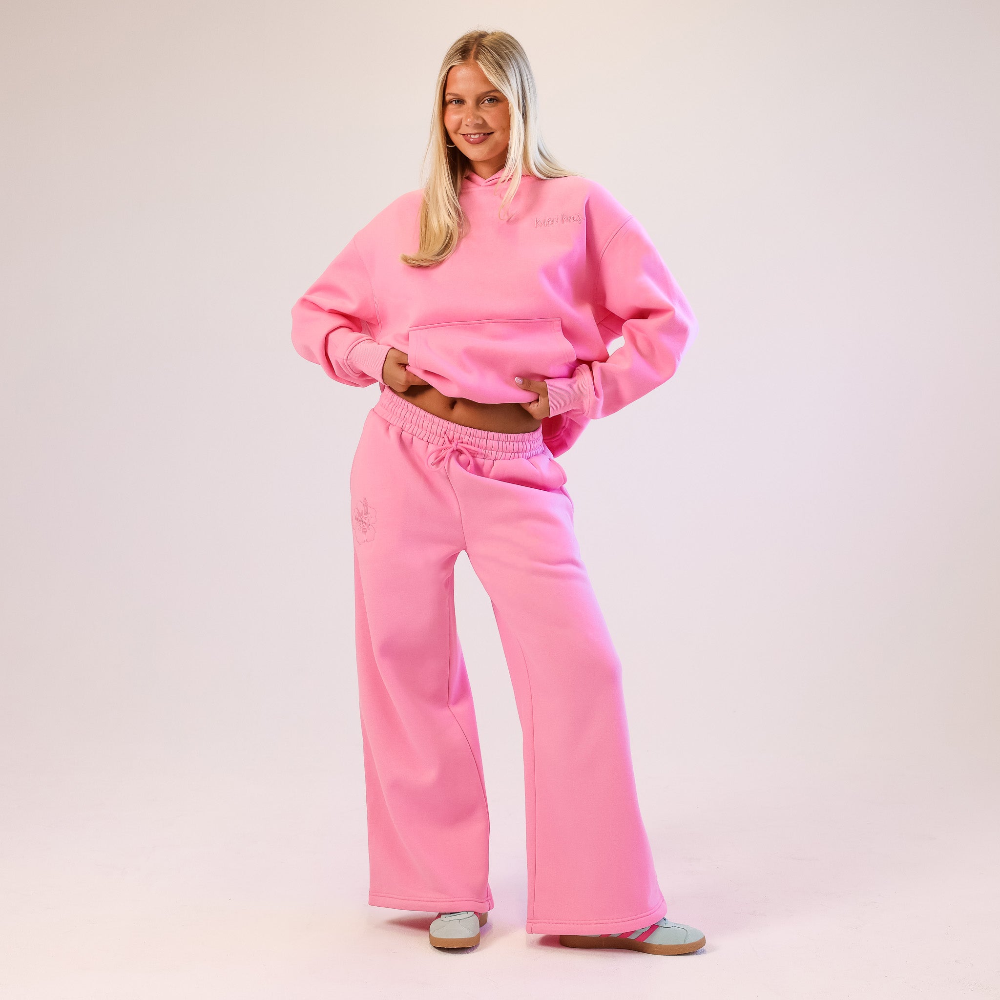 Alternative view of Embroidered Track Pants - Powder Puff