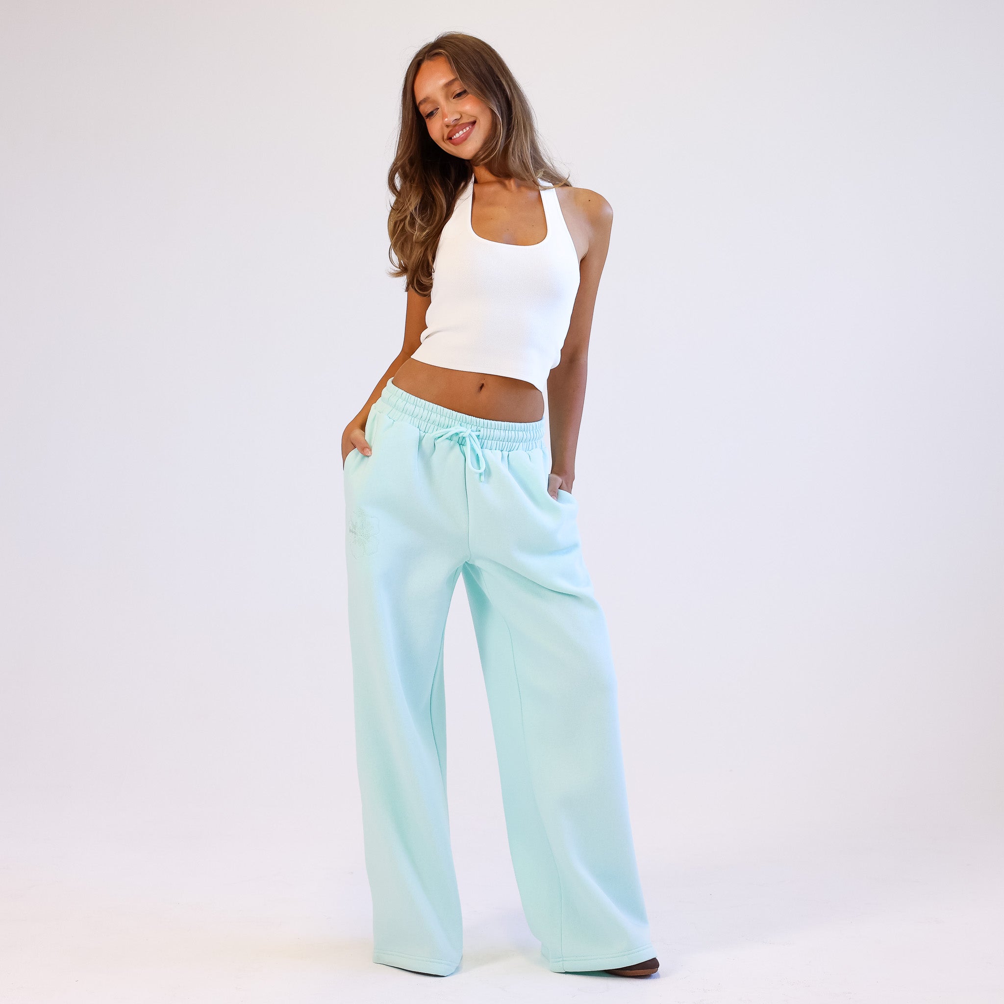 Alternative view of Embroidered Track Pants - Jelly Mint