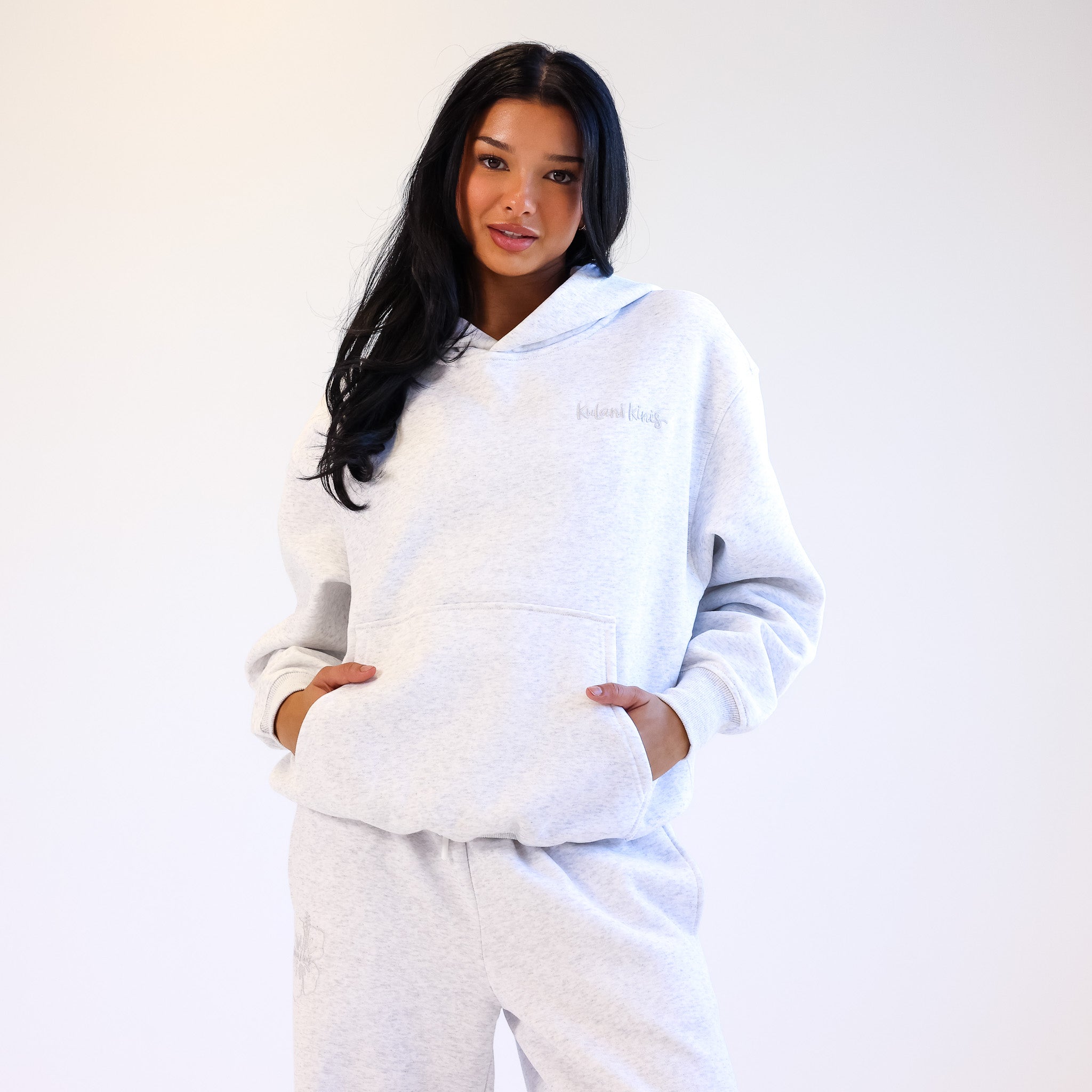 Embroidered Hoodie - Silver Stone - Image 8