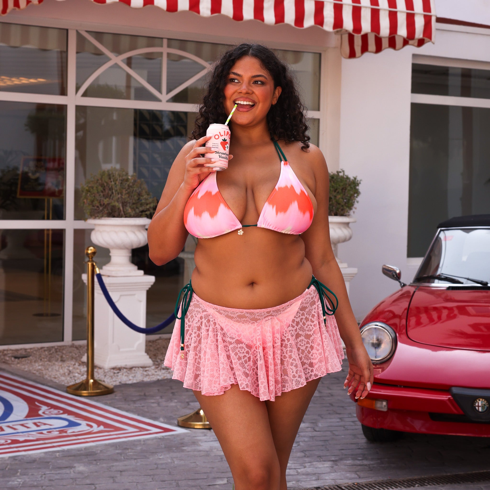 Halter Bralette Bikini Top - Strawberry Vanilla - Image 3