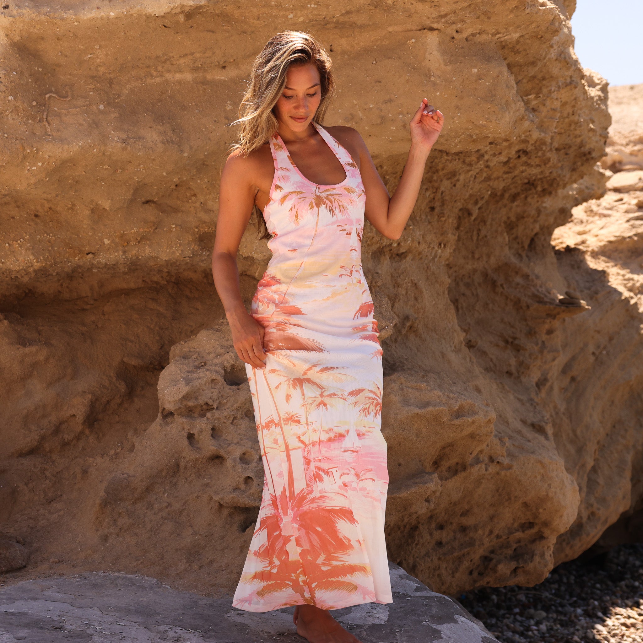 Alternative view of Halter Mesh Maxi Dress - Wild Skies