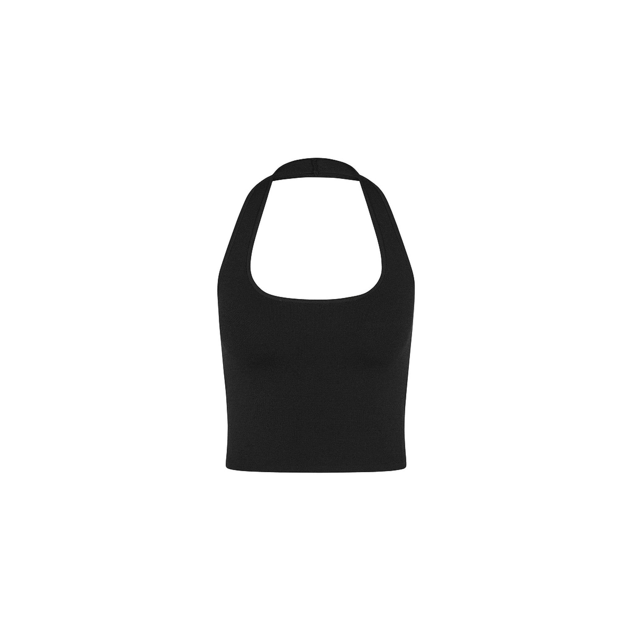 Knit Halter Tank Top - Twilight Black
