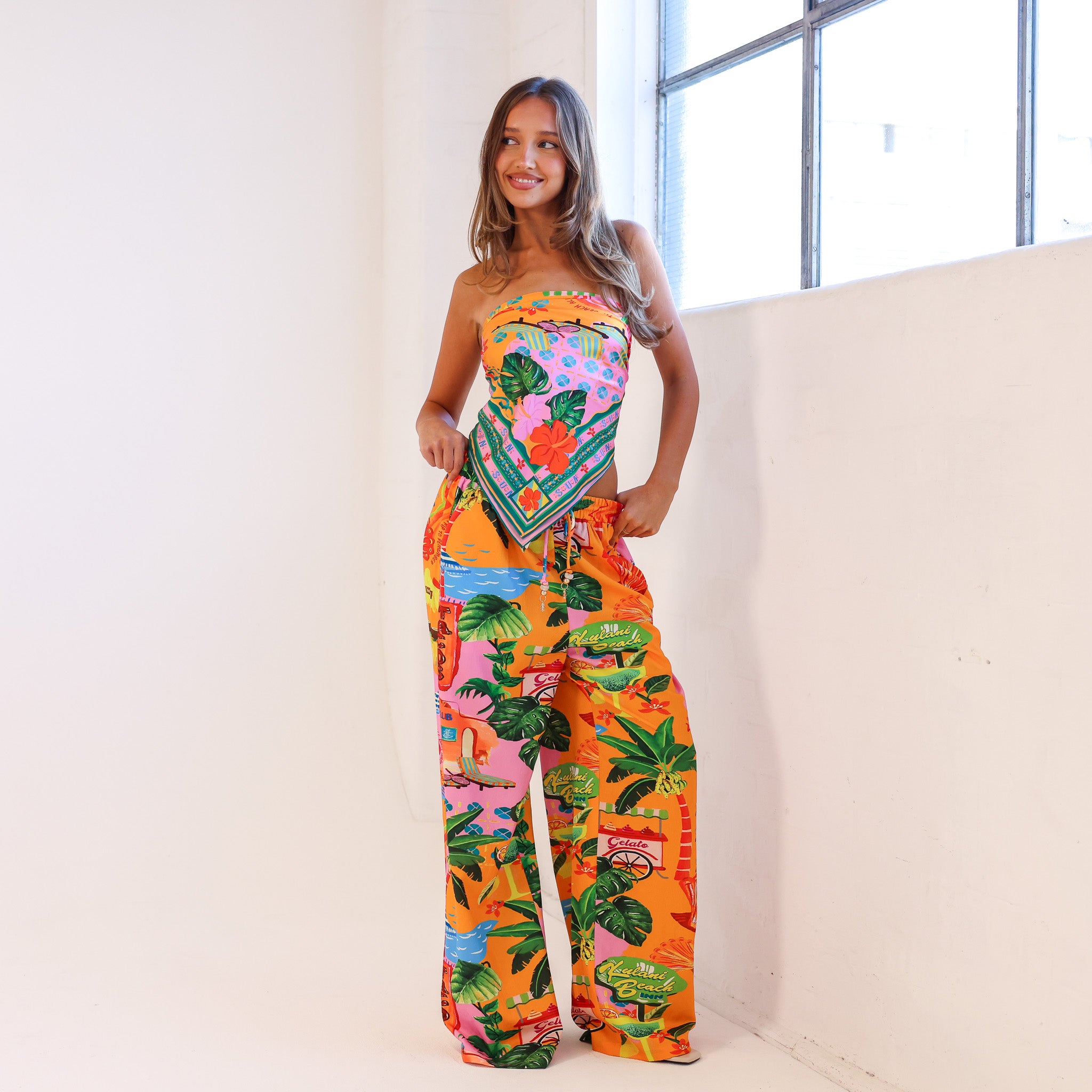 Alternative view of Drawstring Summer Pants - Sunlit Spritz