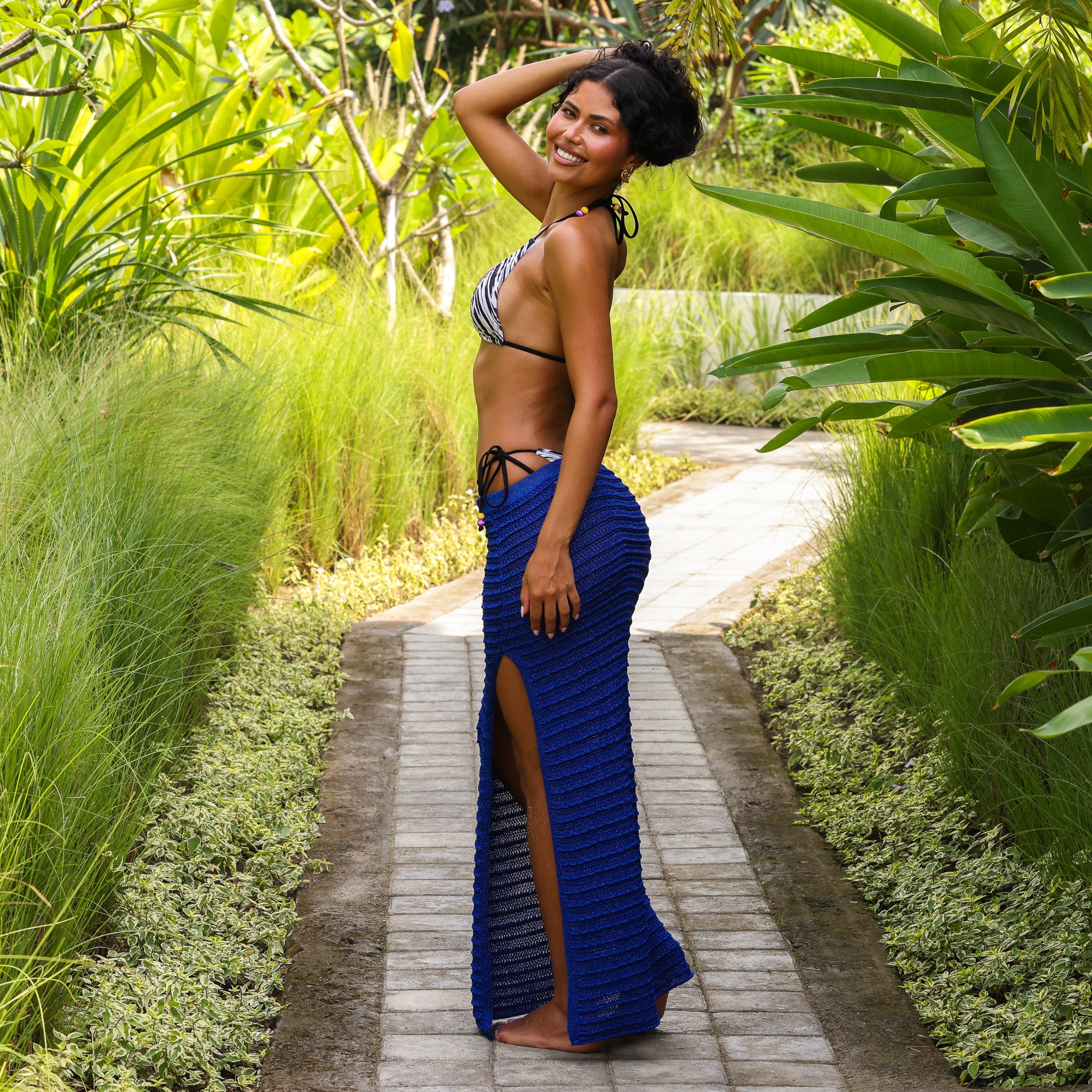 Metallic Knit Maxi Skirt - Blue Lagoon - Image 3