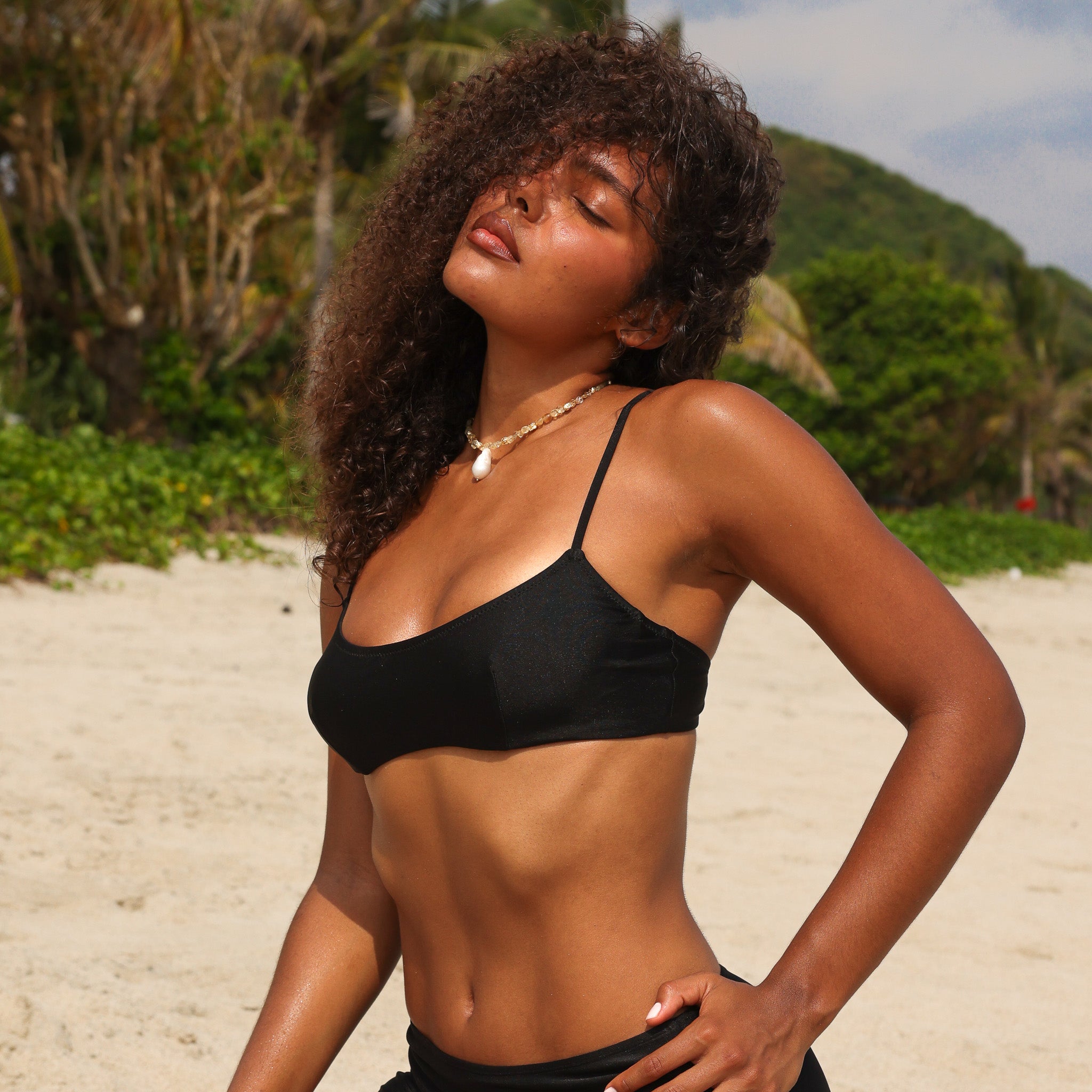 Alternative view of Invisible Underwire Crop Bikini Top - Twilight Black