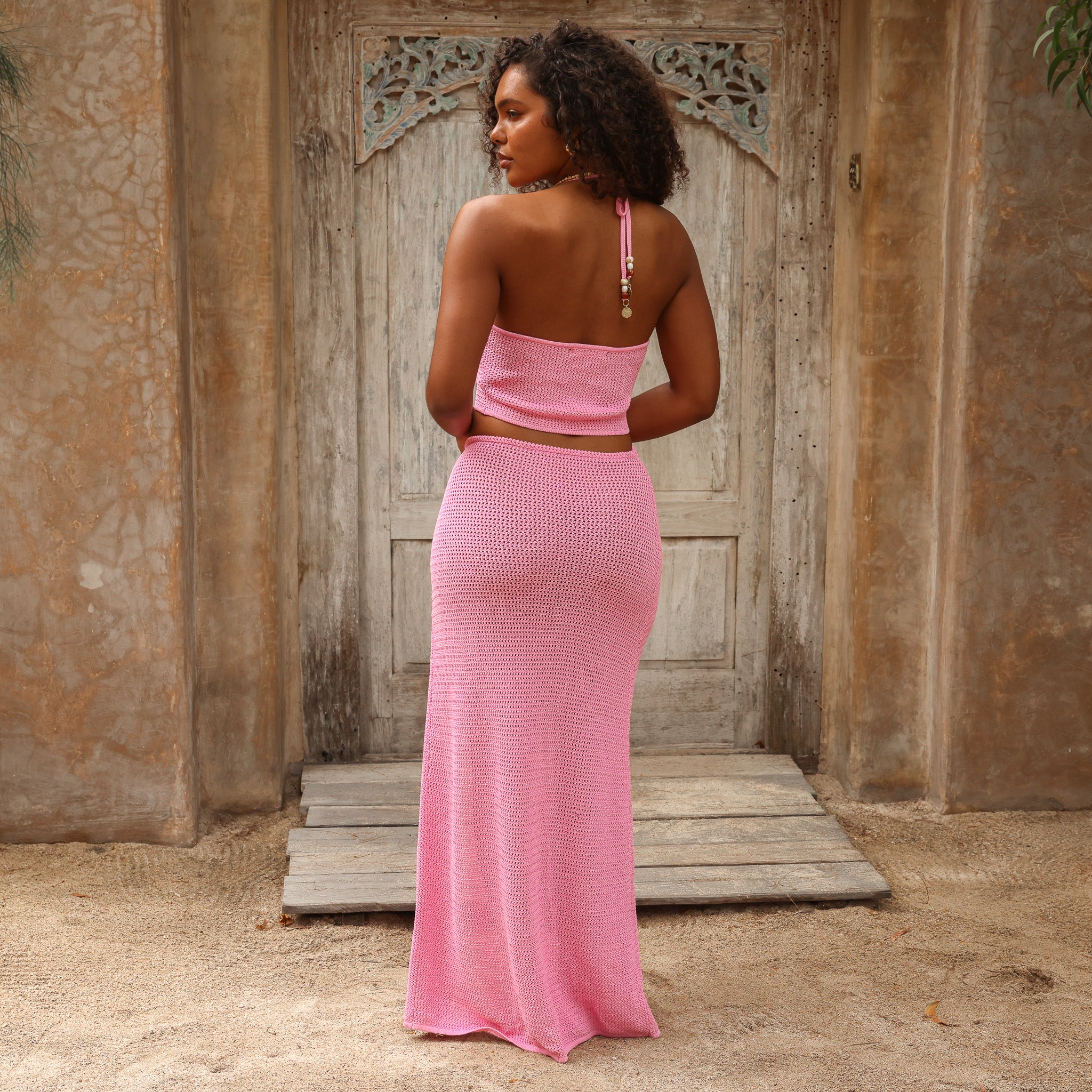 Ring Side Split Maxi Skirt - Bubblegum - Image 7