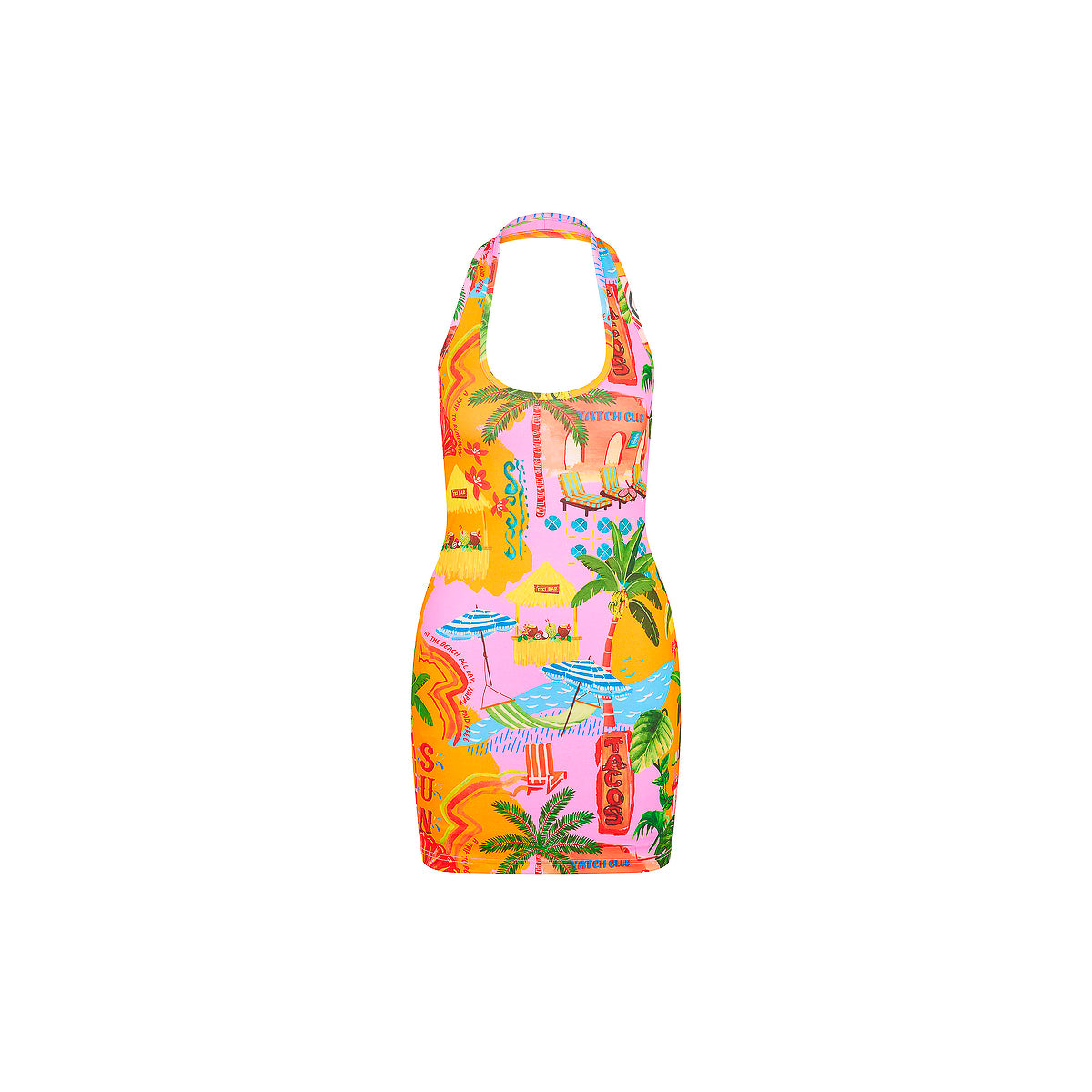 Halter Neck Mini Dress - Sunlit Spritz
