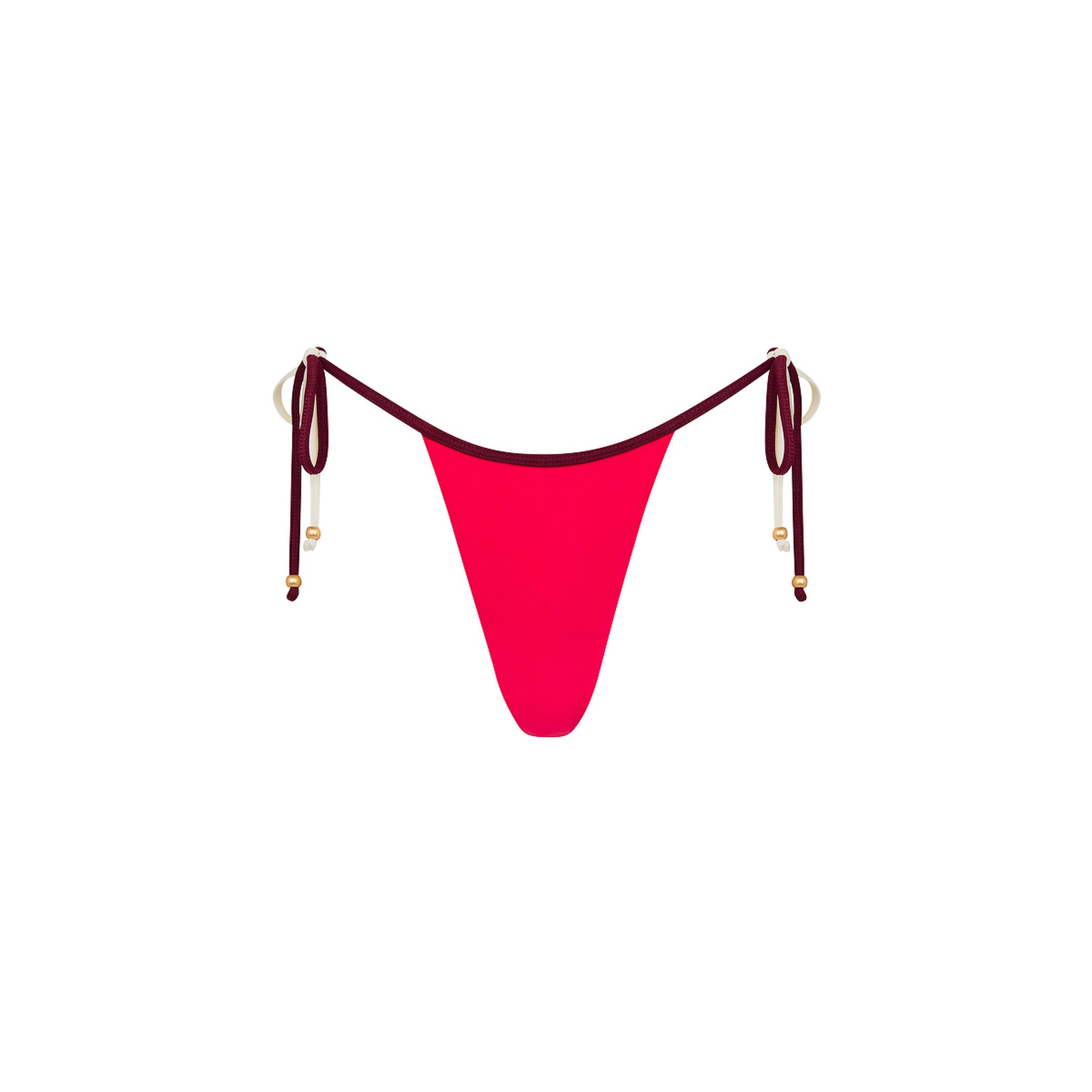 Micro Thong Tie Side Bikini Bottom - Cherry Cola