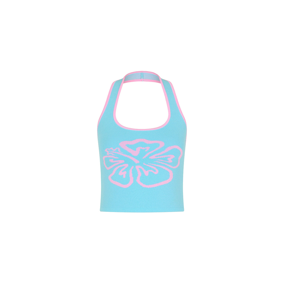 Knit Halter Tank Top - Island Sky