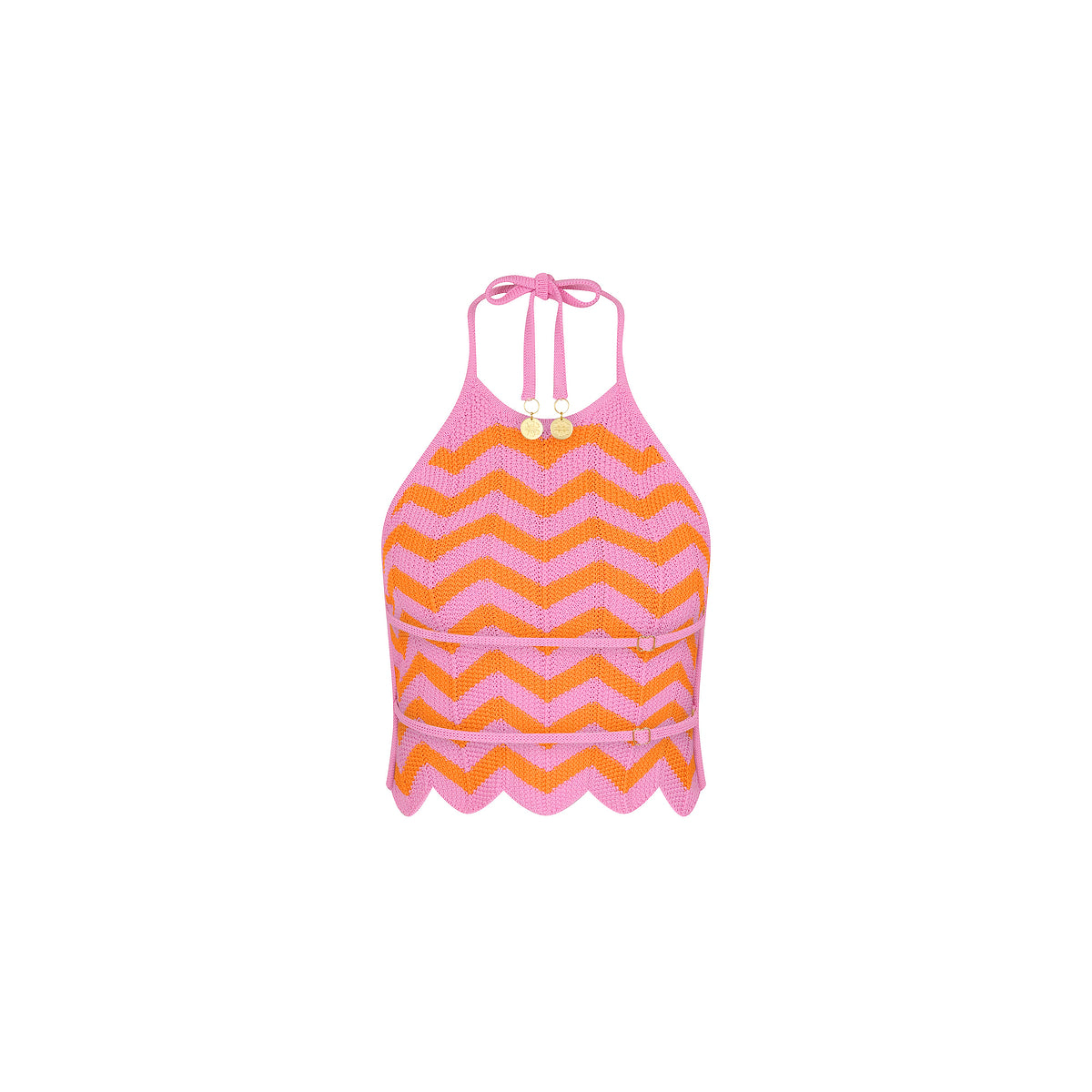 Chevron Knit Halter Crop Top - Sundrenched - Image 8