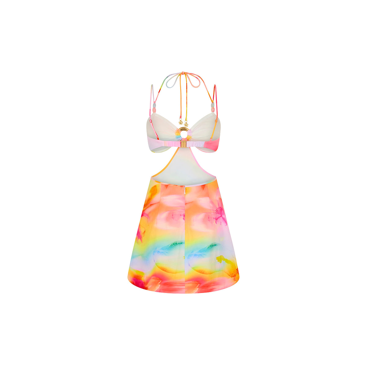 Beaded Cut Out Mini Dress - Frangipani Swirl - Image 10