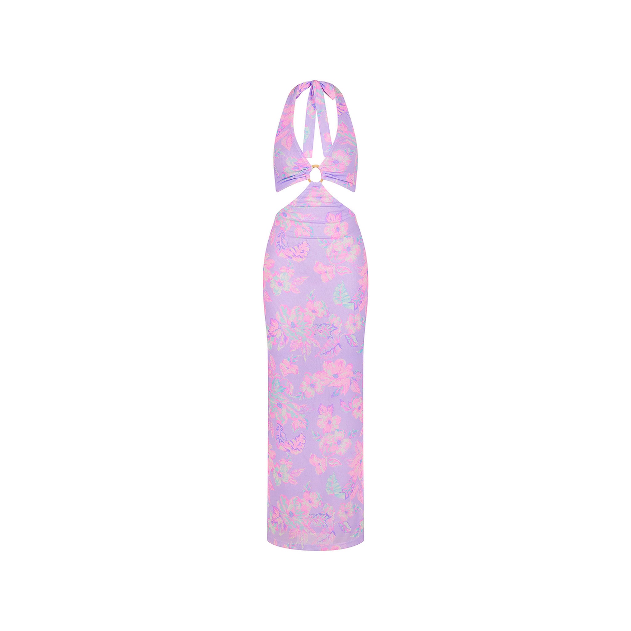Halter Cut Out Maxi Dress - Lilac Love