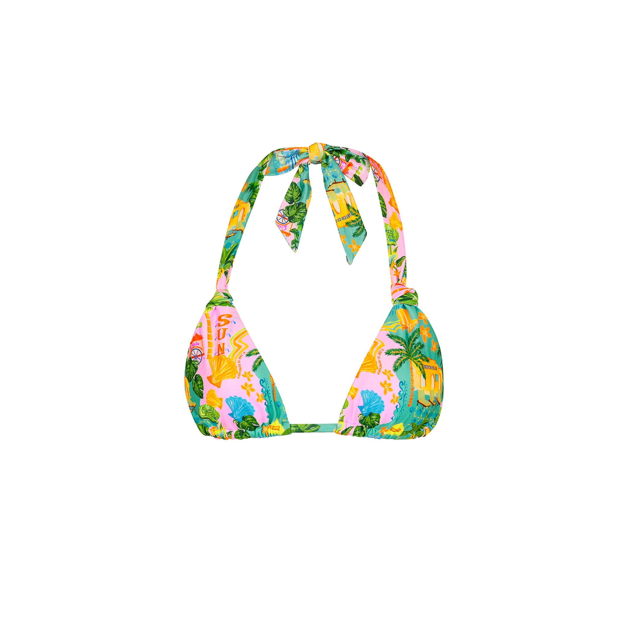 Soft Knot Halter Bikini Top - Sunlit Spritz