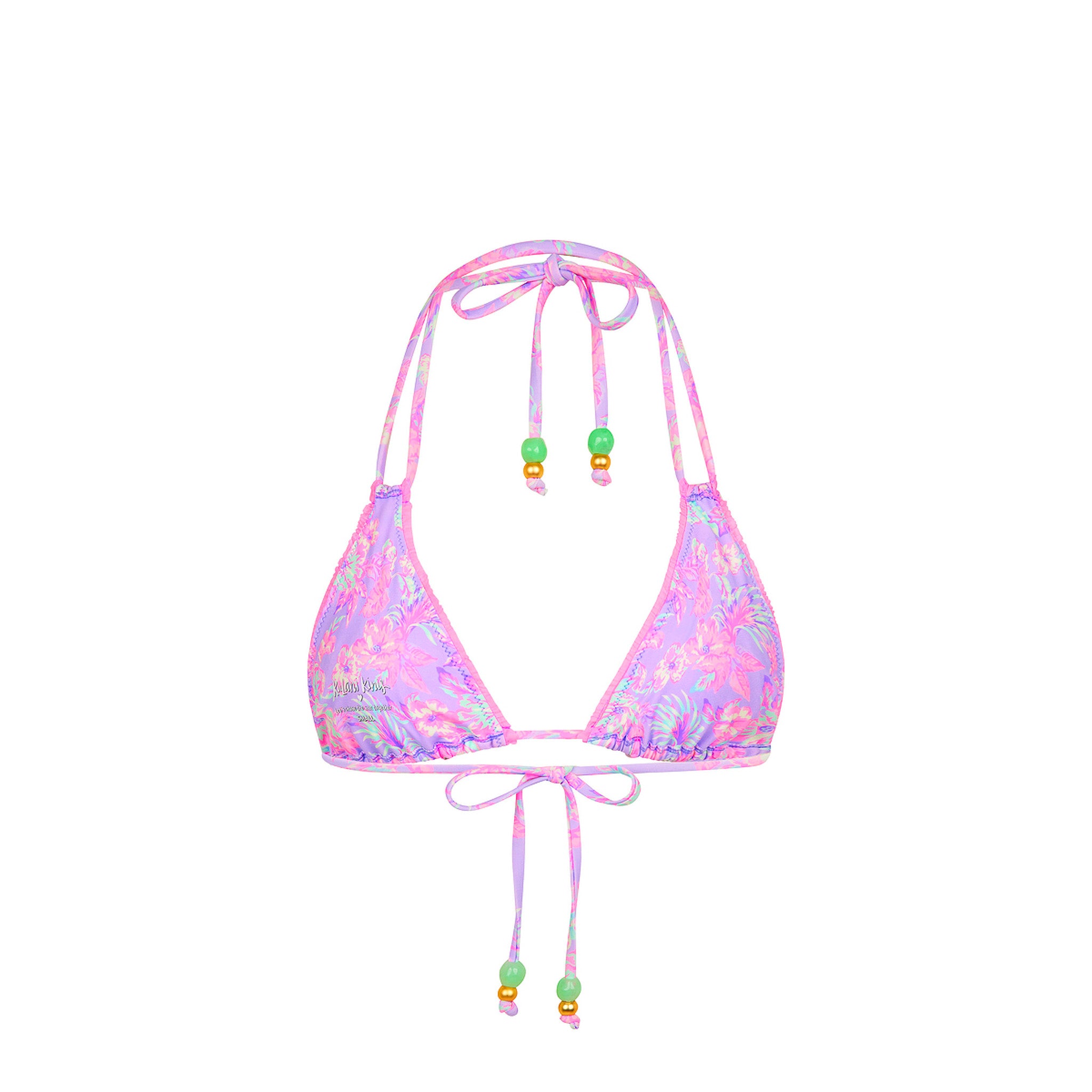 Decorative Panel Halter Bikini Top - Lilac Love - Image 9