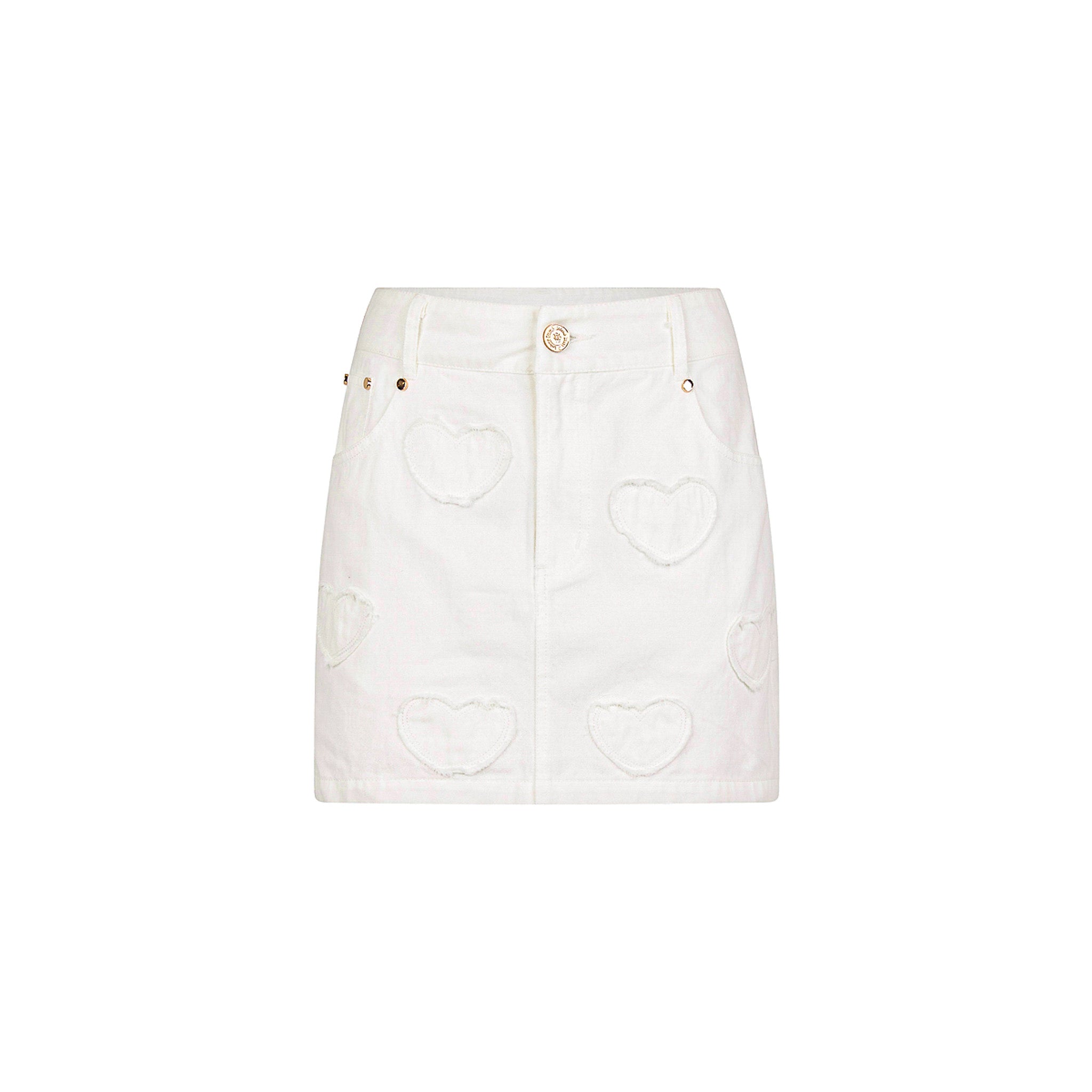 Applique Jean Mini Skirt - Chantilly Denim