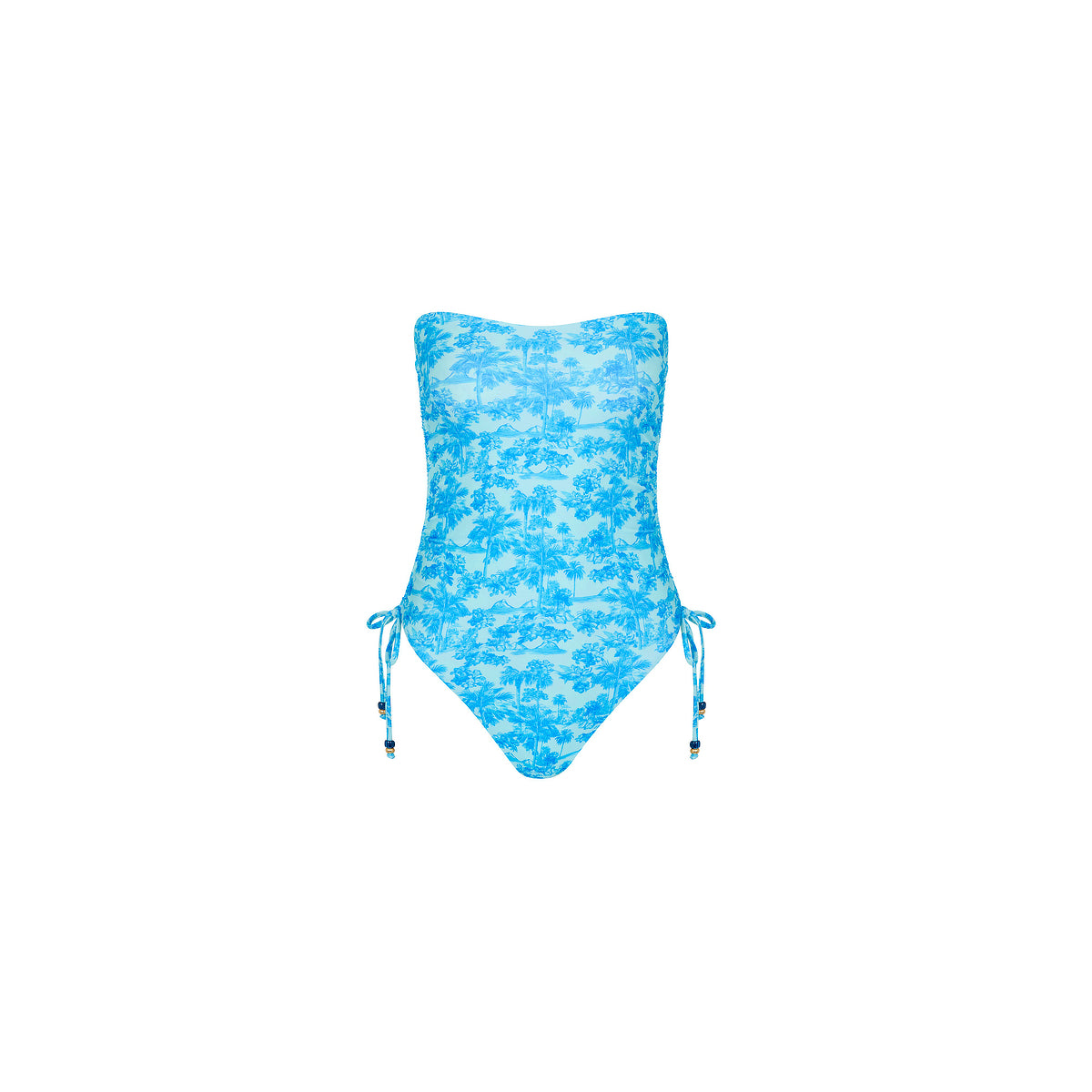 Ruched Bandeau Classic Cut One Piece - Ocean Paradise