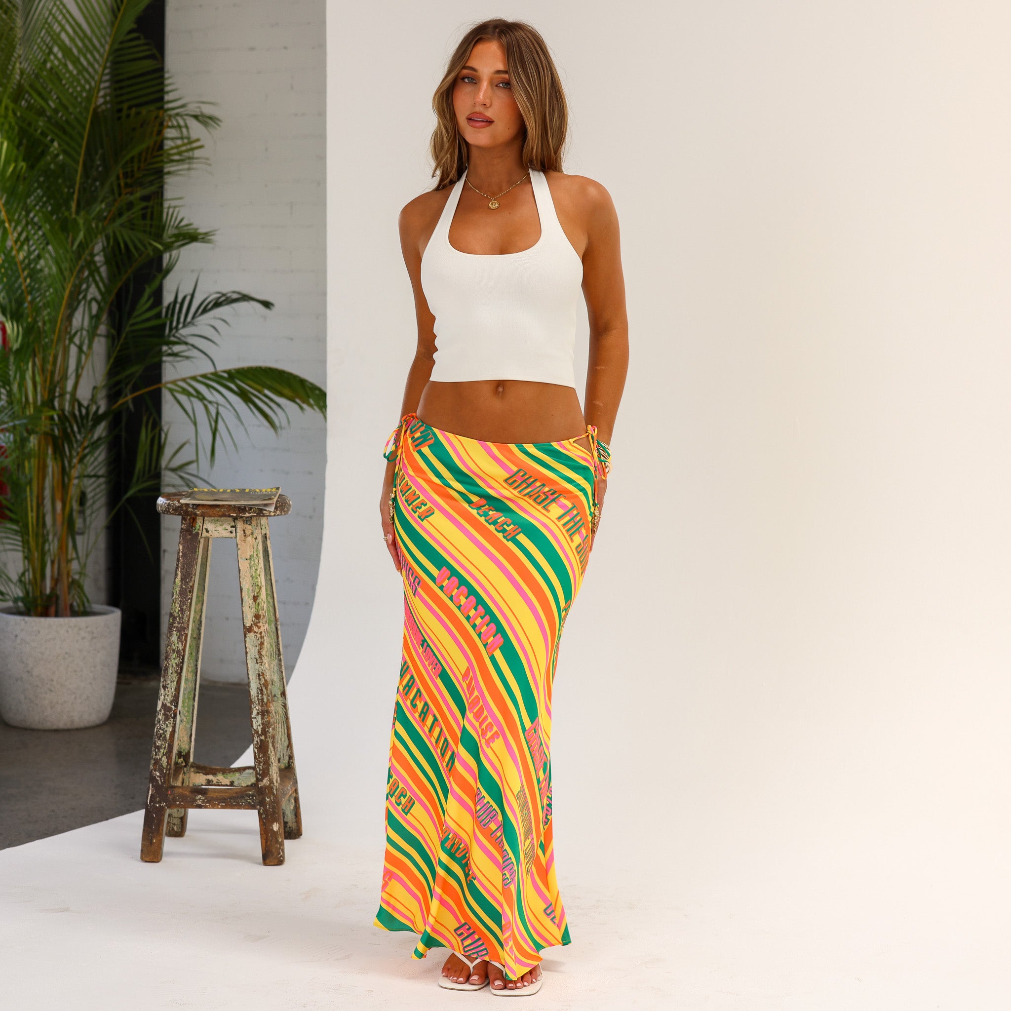 Alternative view of Satin Tie Side Maxi Skirt - Sunshine Lover