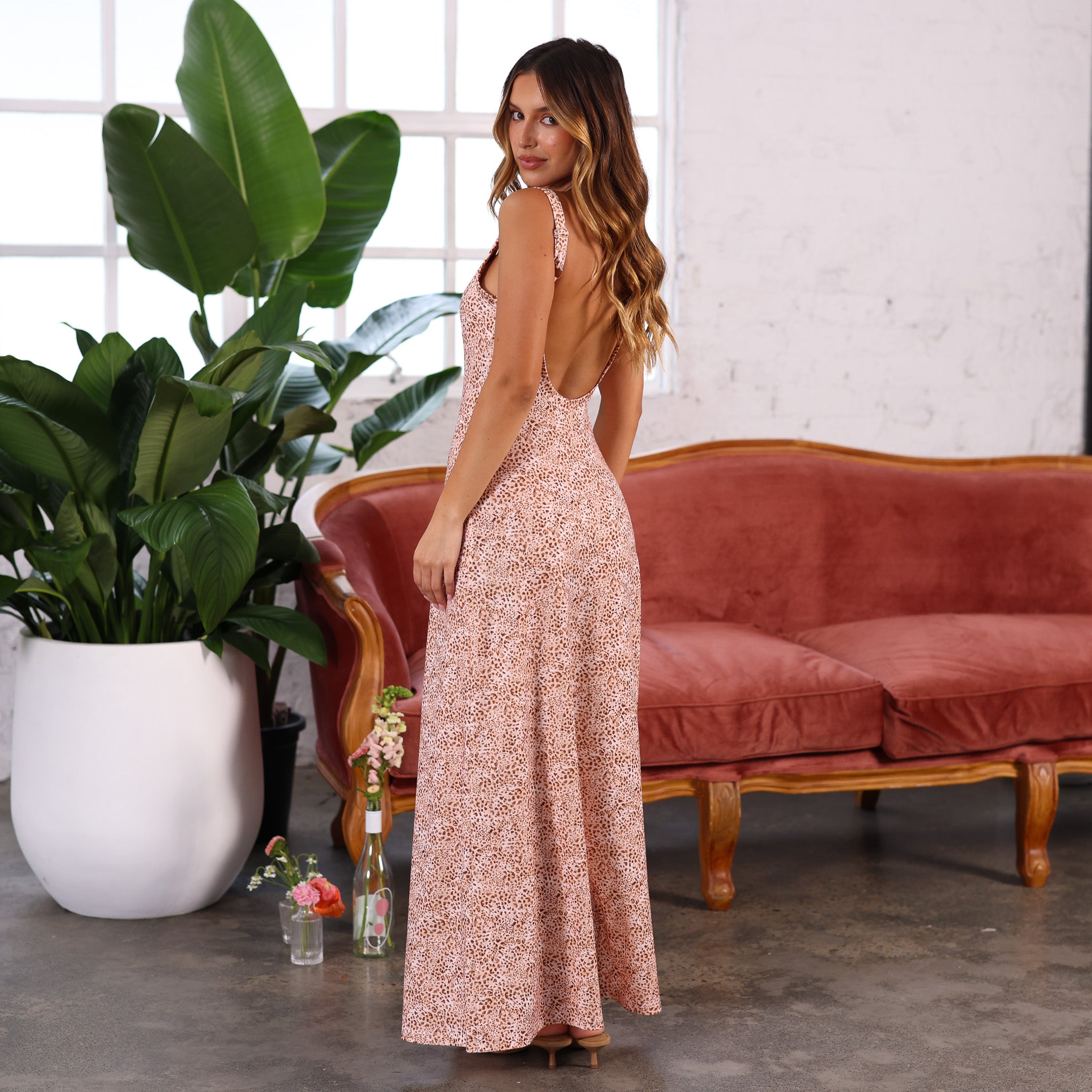 Alternative view of Scoop Low Back Maxi Dress - Wild Skies