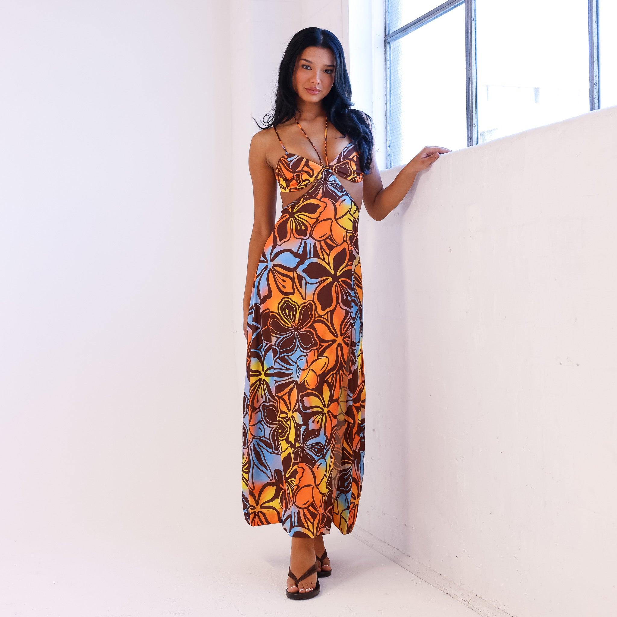 Alternative view of Strappy Cut Out Maxi Dress - Frangipani Fizz