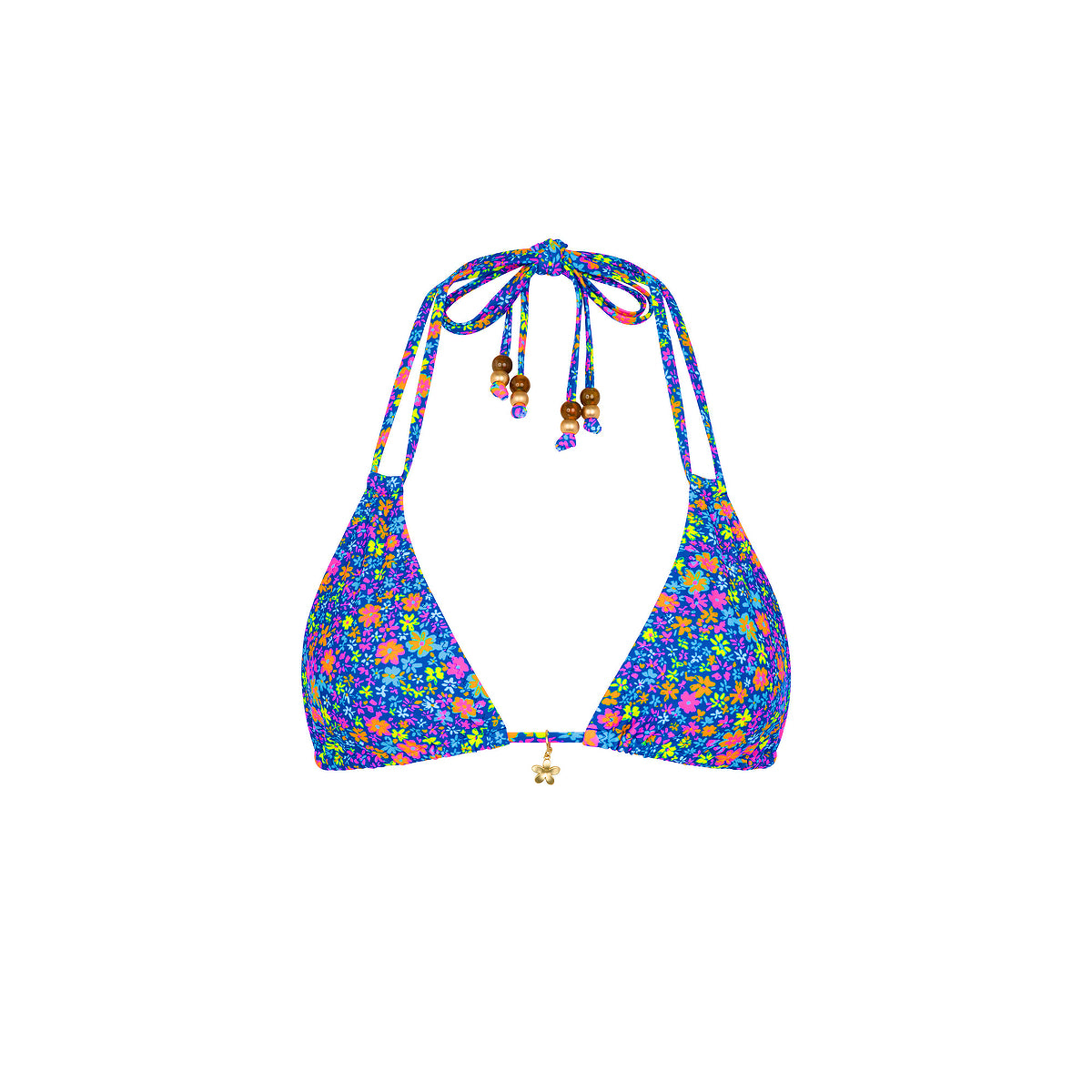 Halter Bralette Bikini Top - Electric Bloom