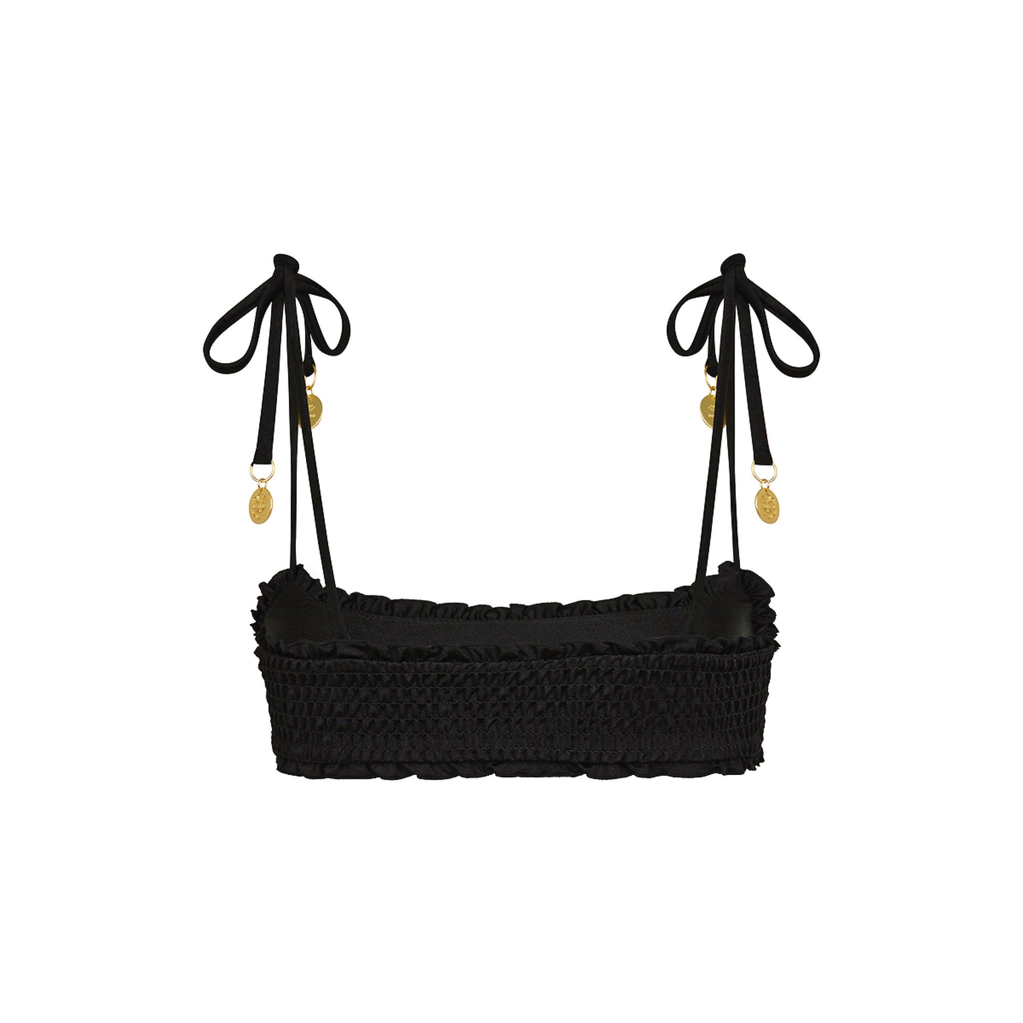 Shirred Crop Tie Bikini Top - Twilight Black - Image 10