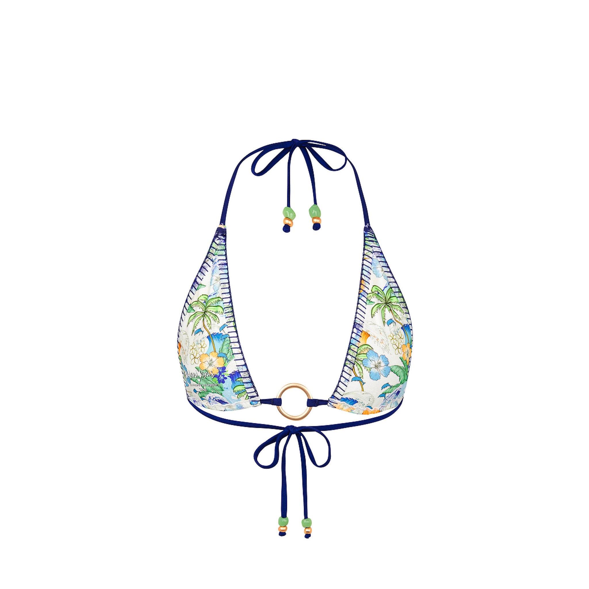 Lace Stitch Ring Halter Bikini Top - Blue Crush - Image 8
