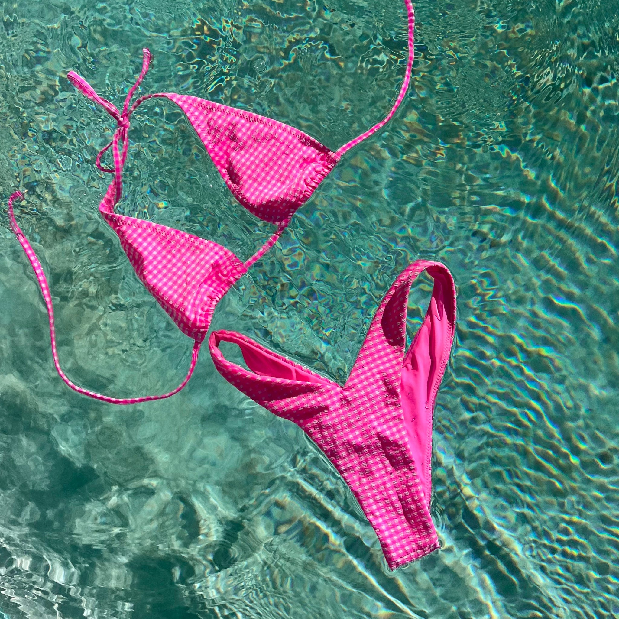 Classic Tie Halter Bikini Top - Pink Diva - Image 4